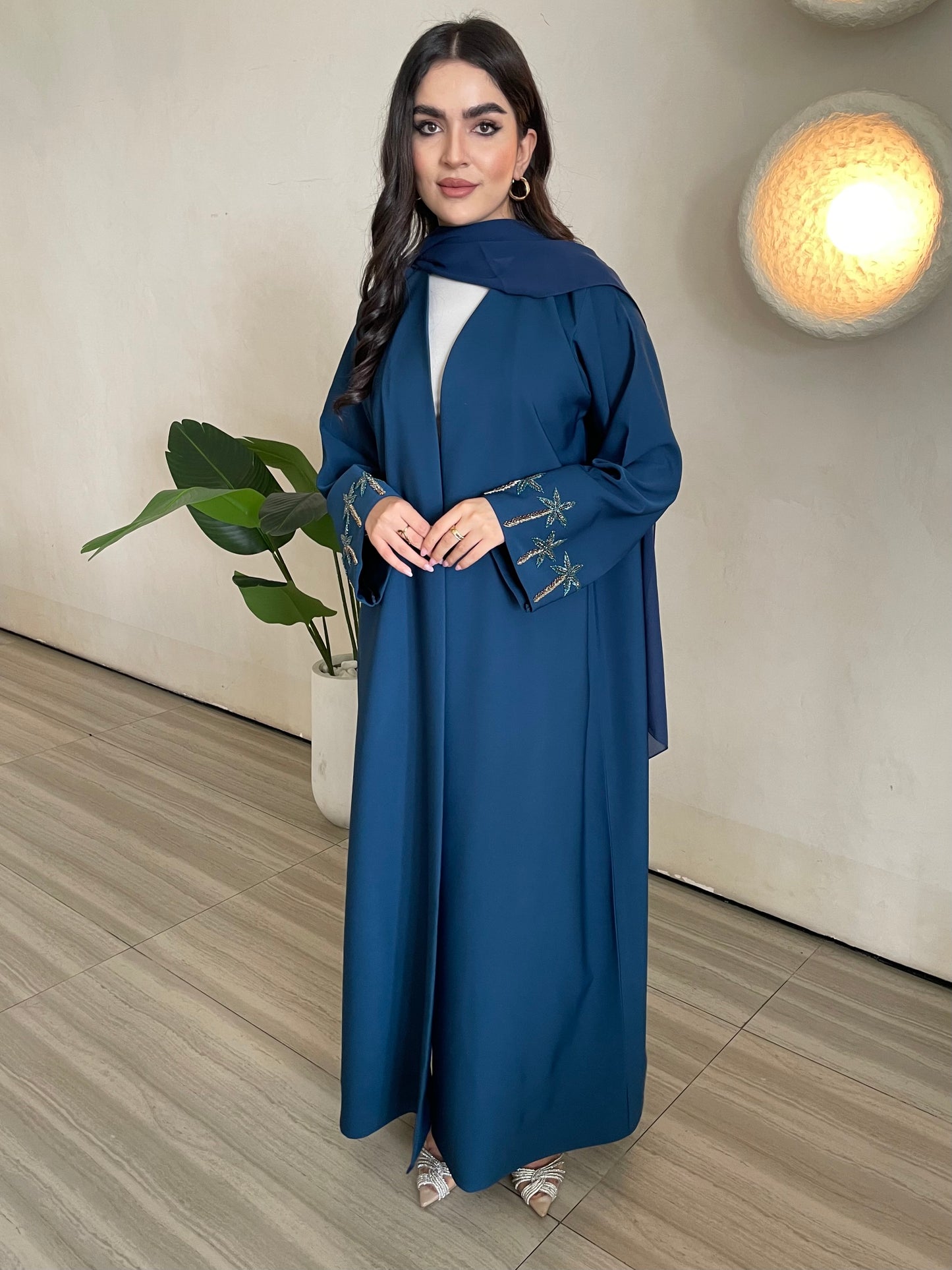 S375 - Navy blue crepe abaya