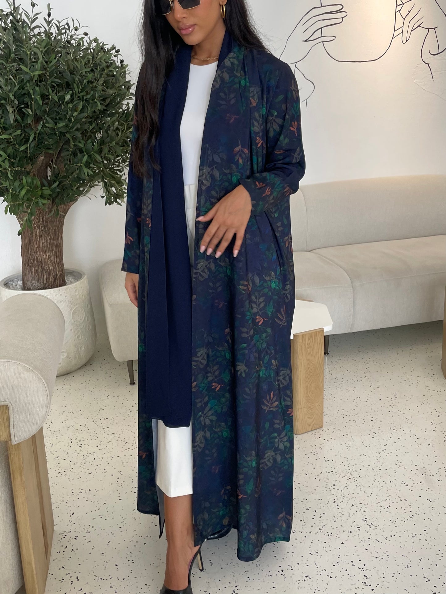 S260 - Light crepe floral abaya