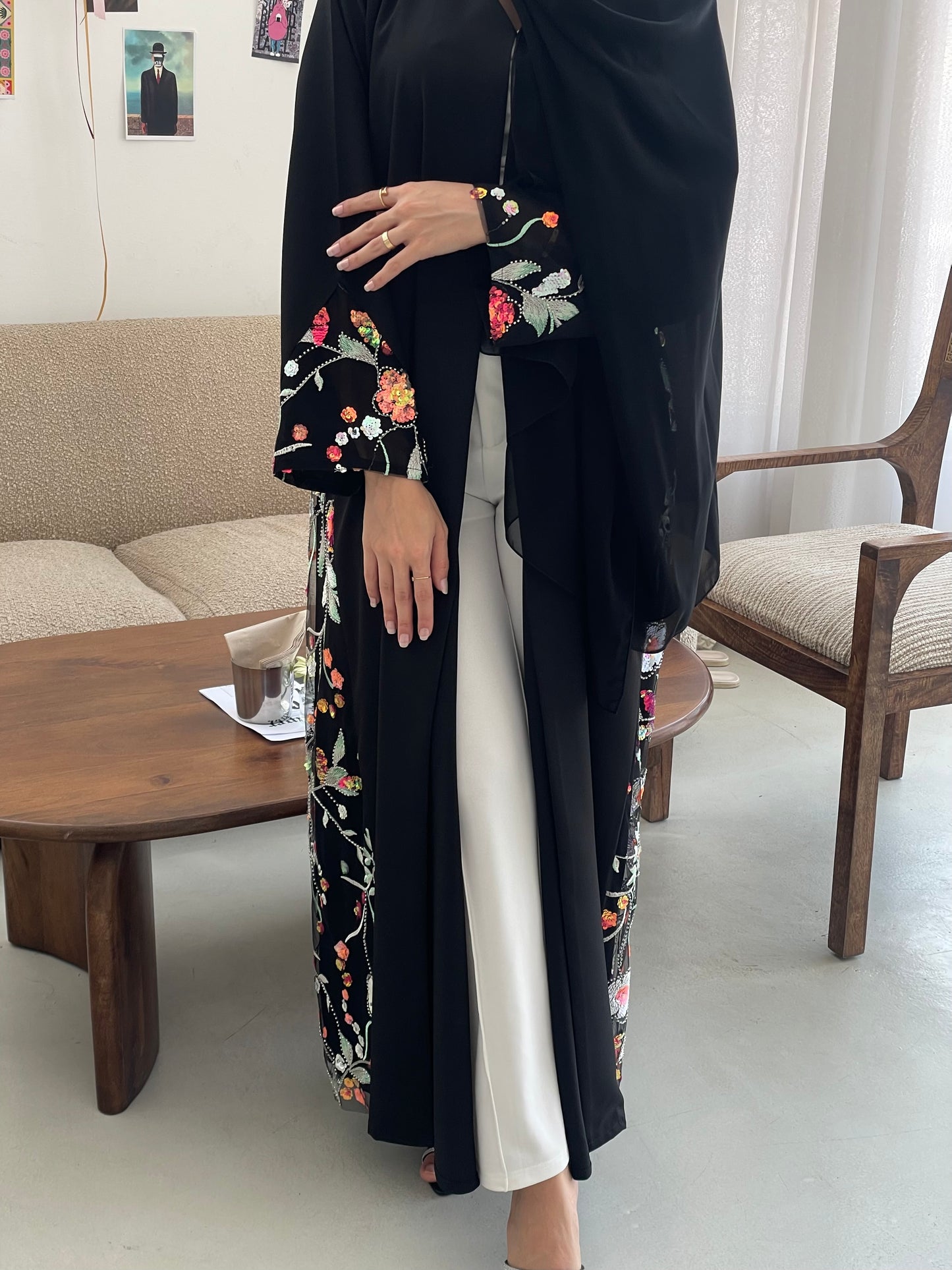 S361 - Black nada abaya with black toor