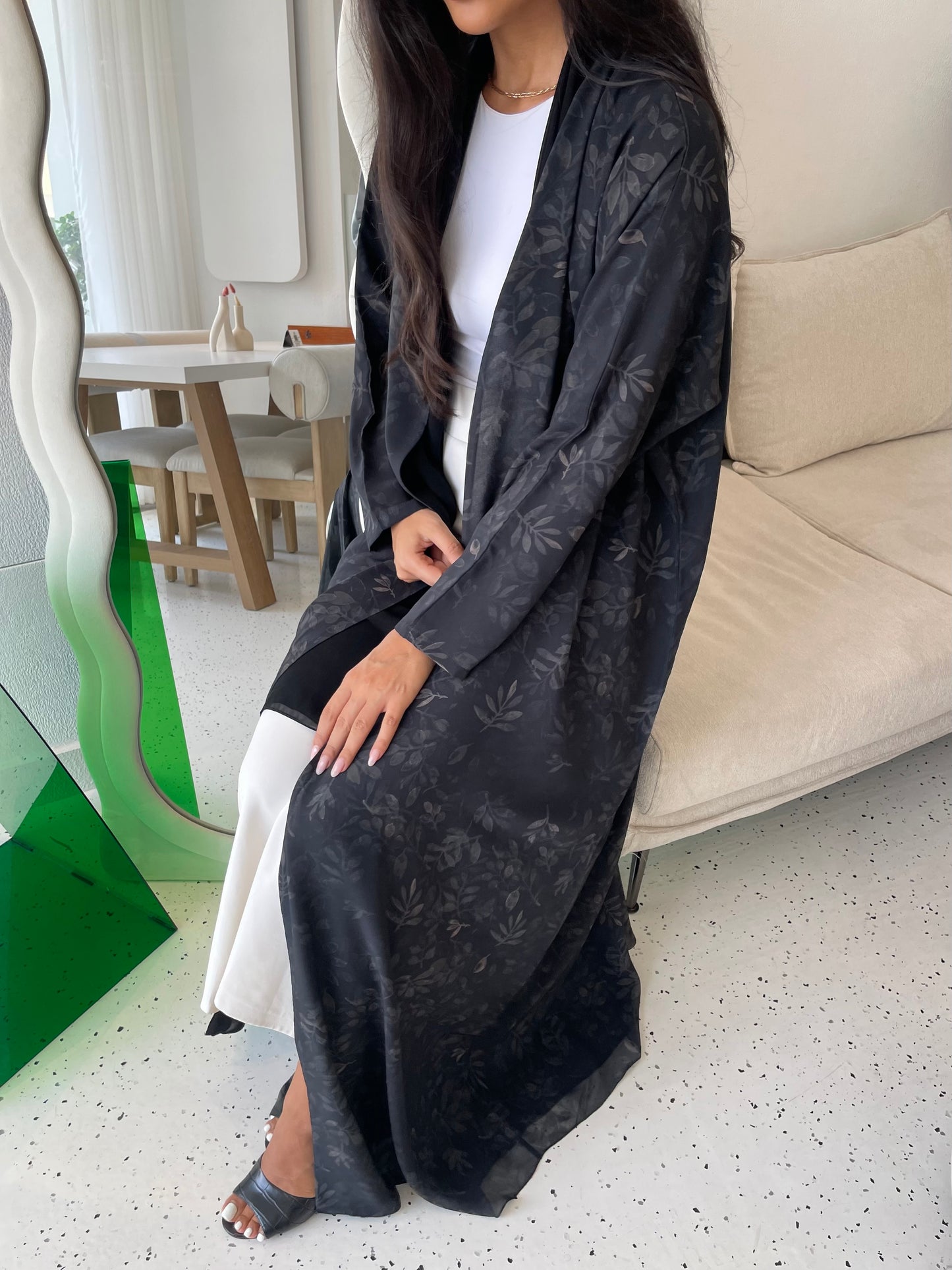 S259 - light crepe floral abaya