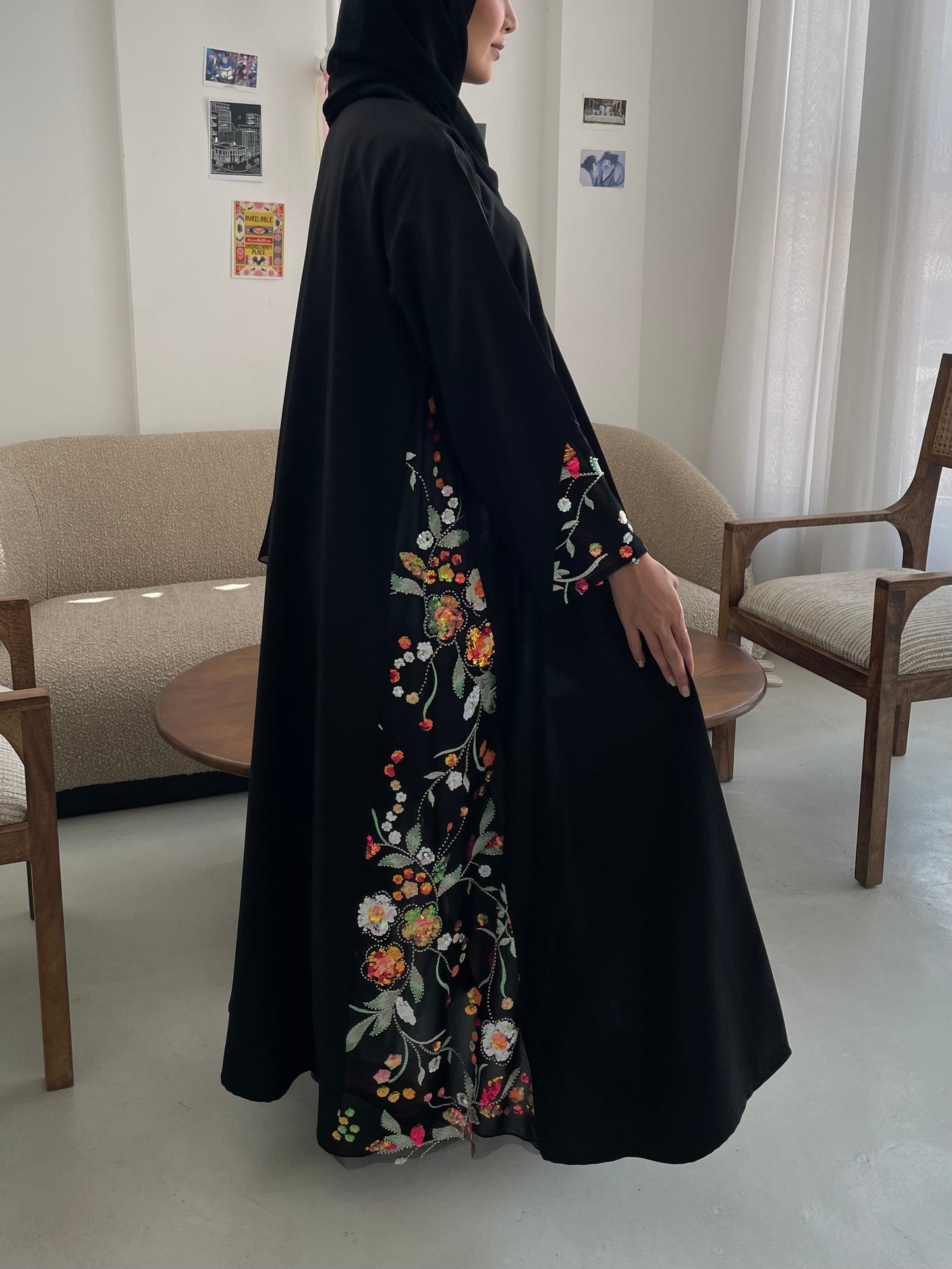 S361 - Black nada abaya with black toor