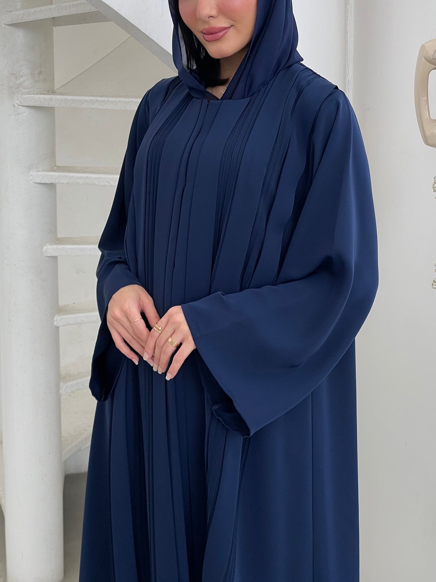 S354 - Navy blue A shape abaya with headscarf.