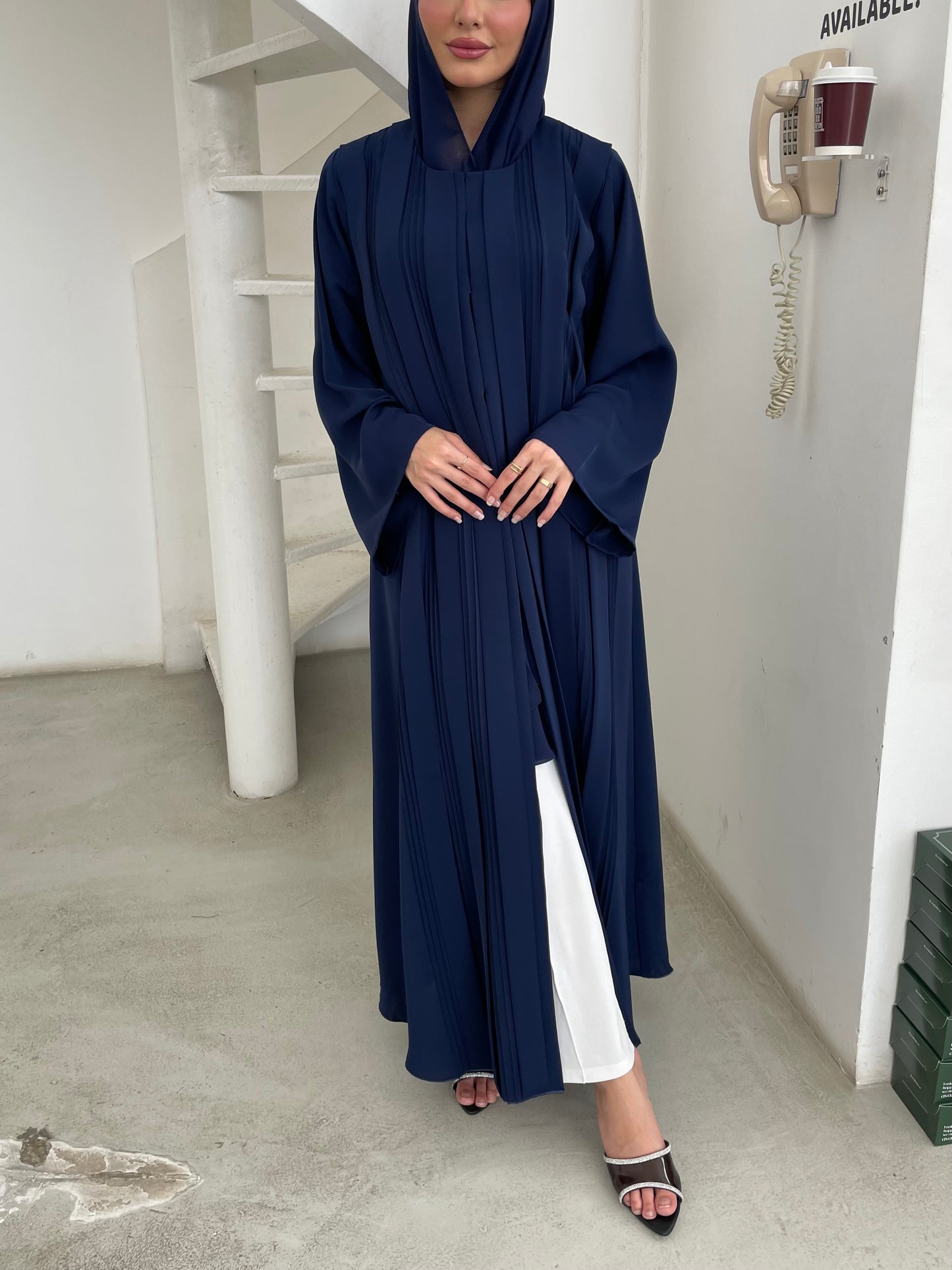 S354 - Navy blue A shape abaya with headscarf.