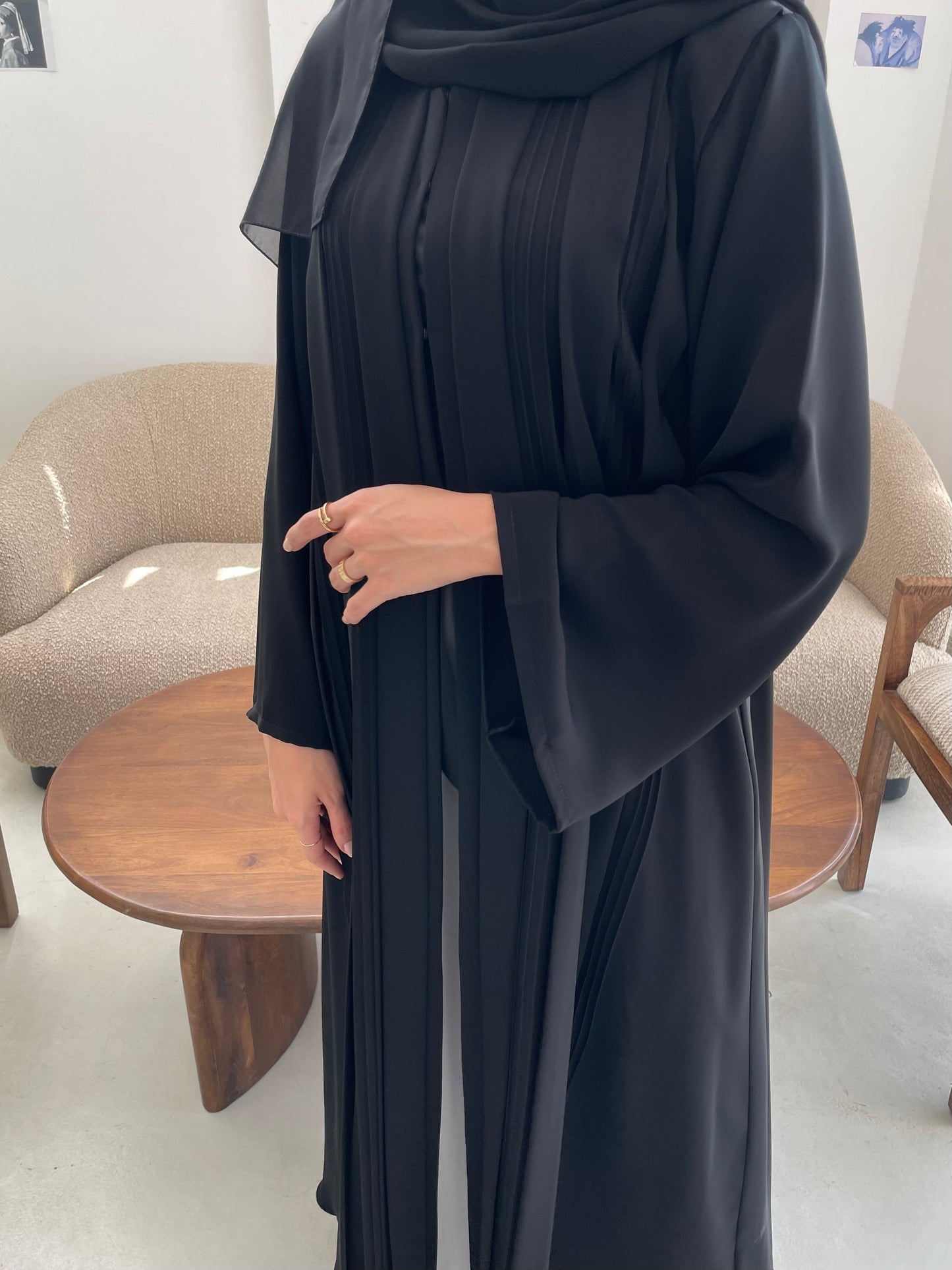 S353 - black A shape abaya with headscarf.