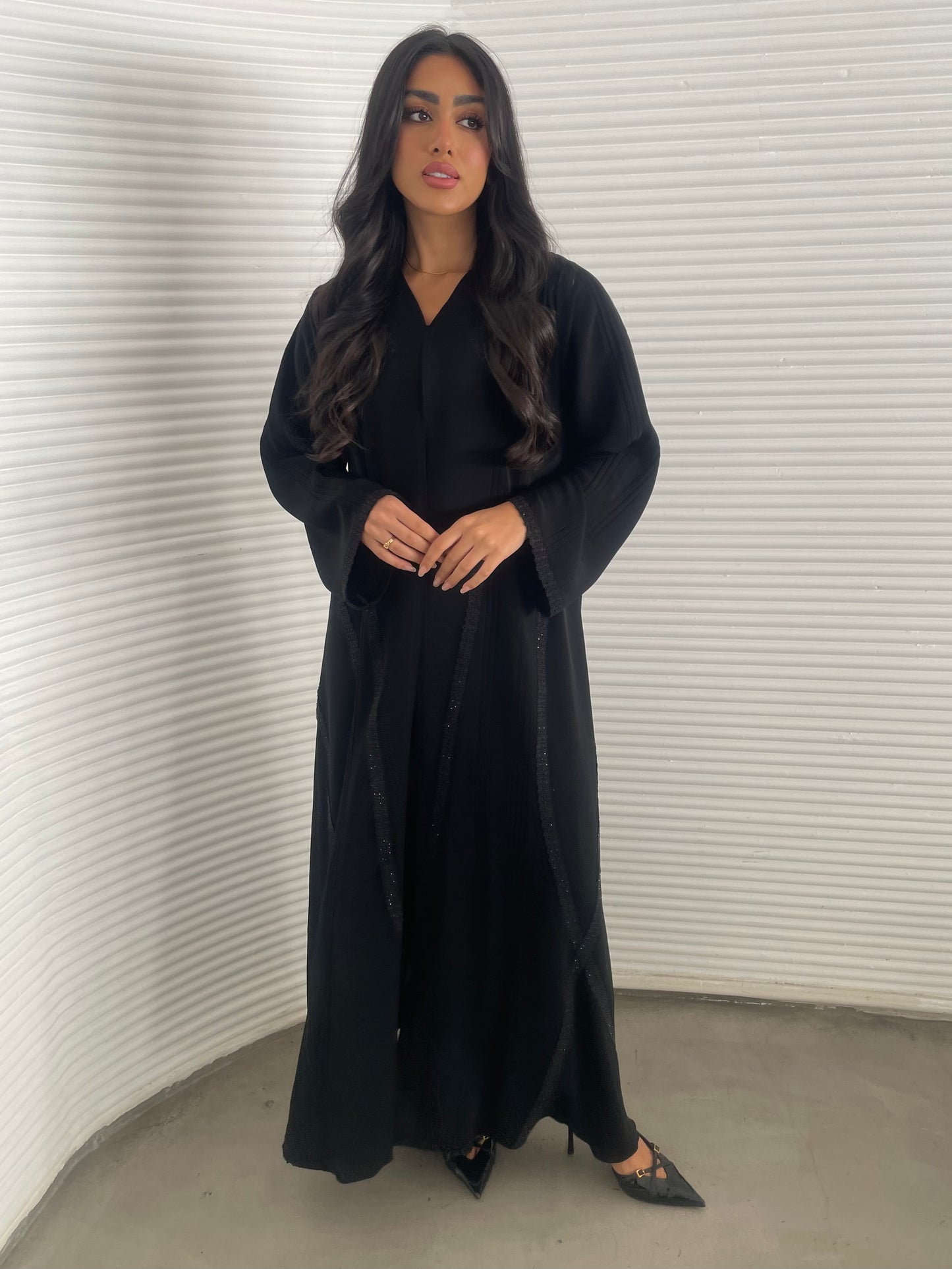 S351 - black abaya with crystals