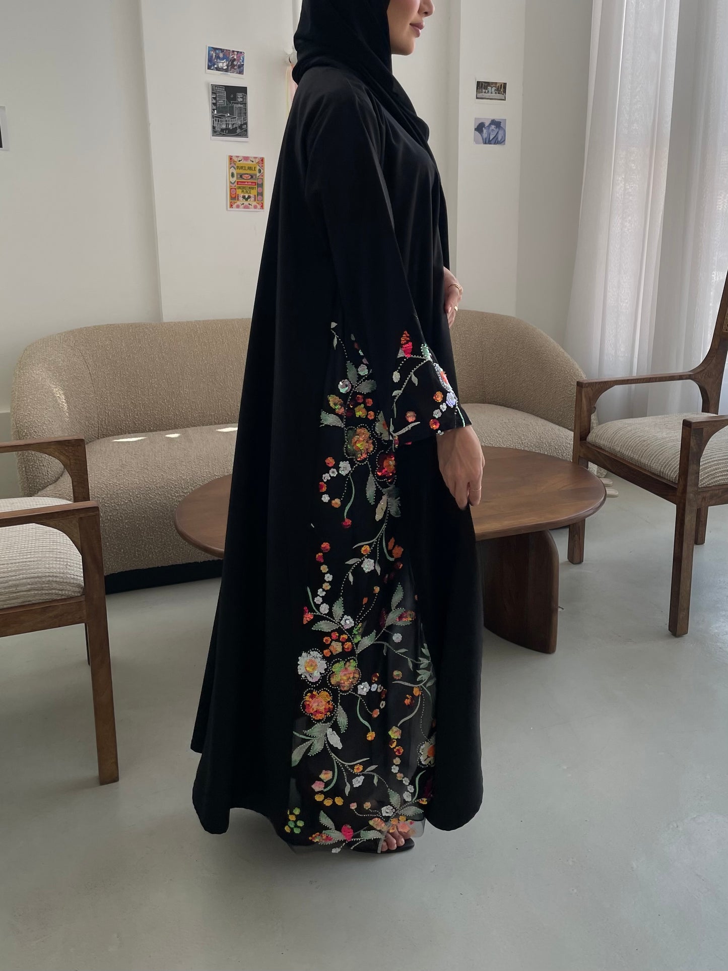 S361 - Black nada abaya with black toor