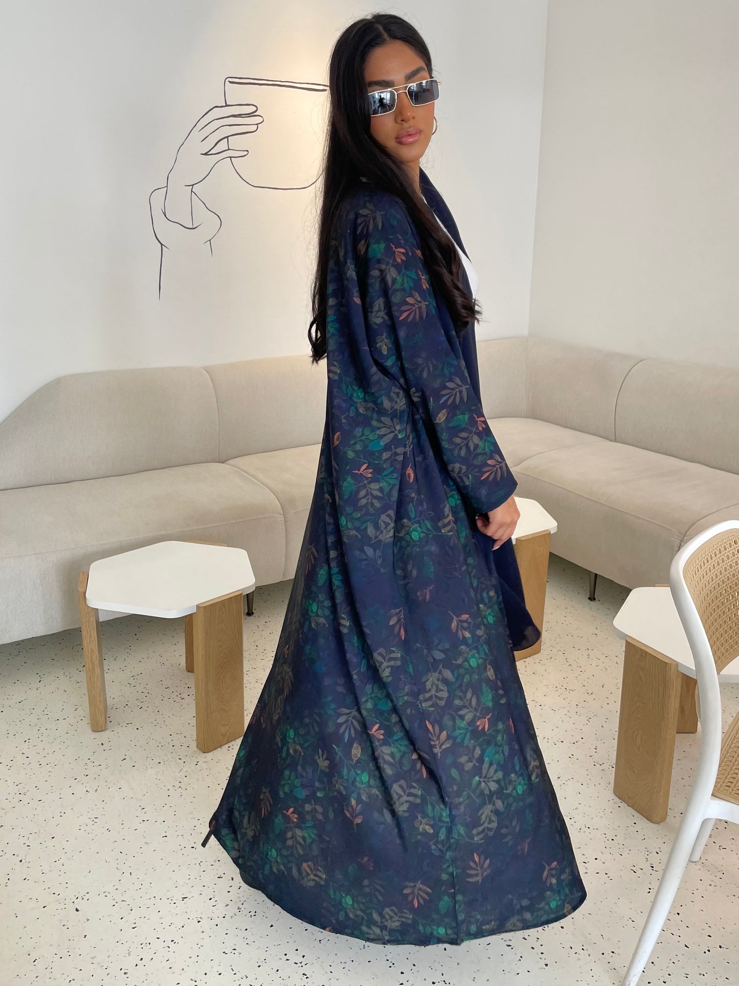 S260 - Light crepe floral abaya
