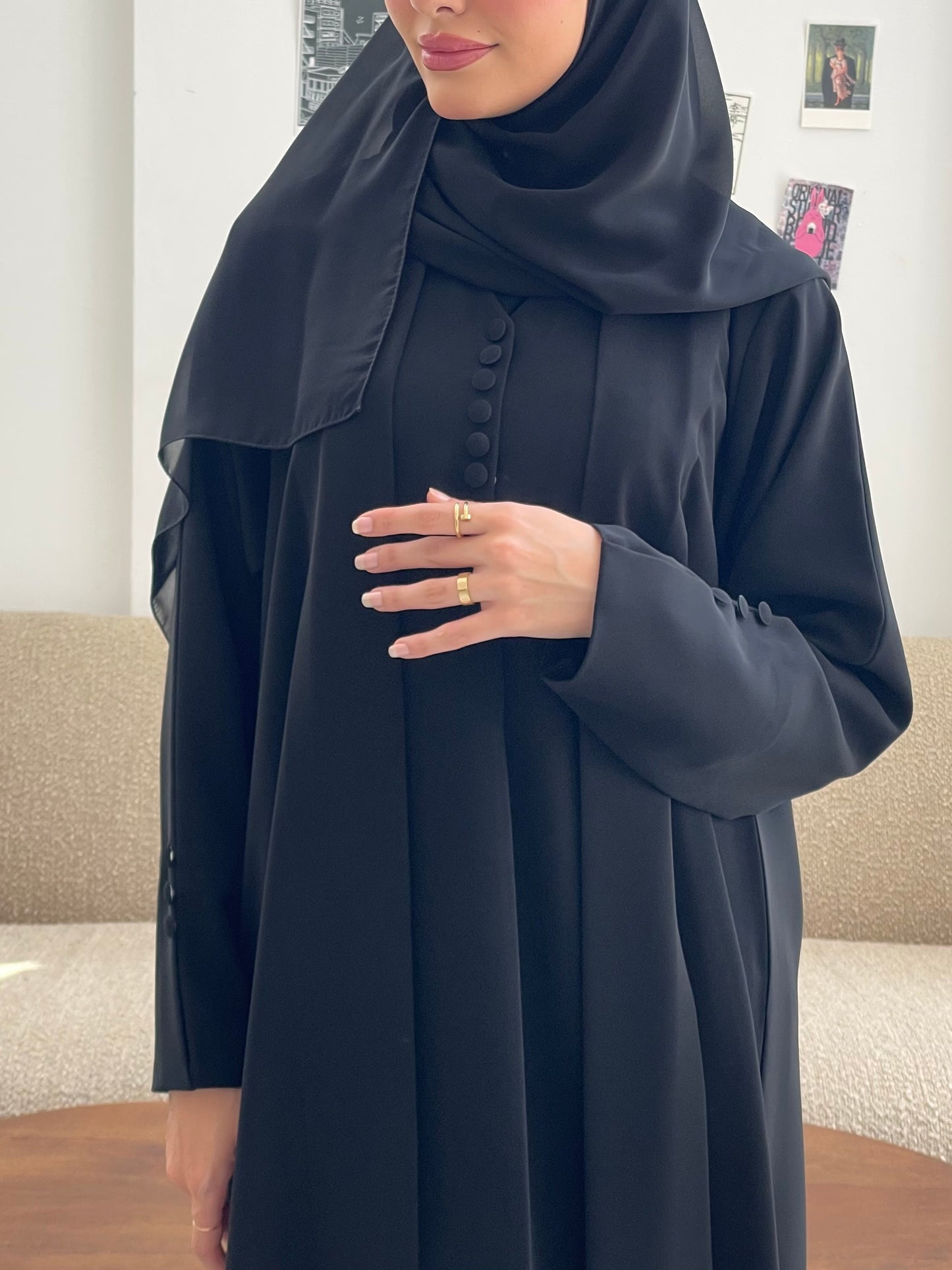 S356 - Black formal abaya & headscarf.