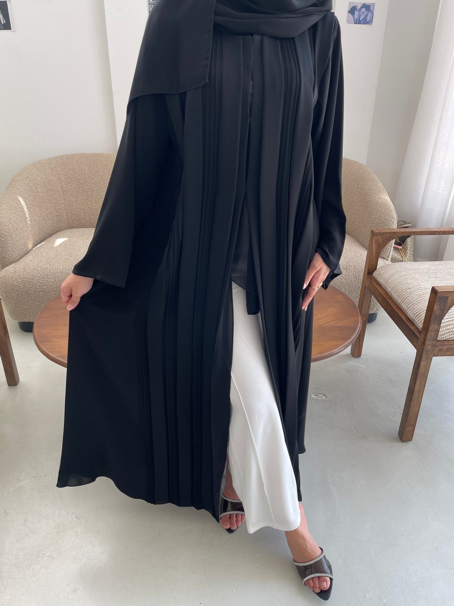S353 - black A shape abaya with headscarf.