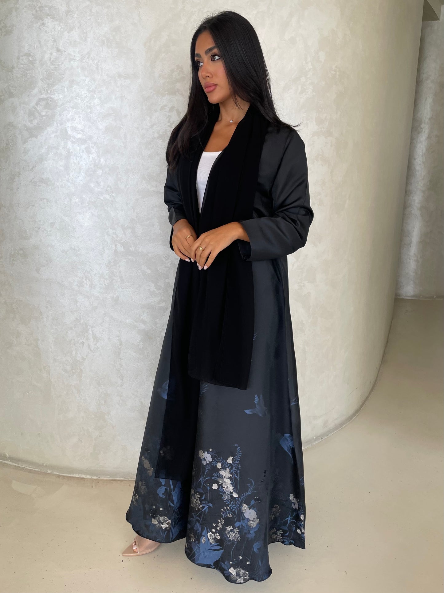 S421 - black printed kaloosh abaya