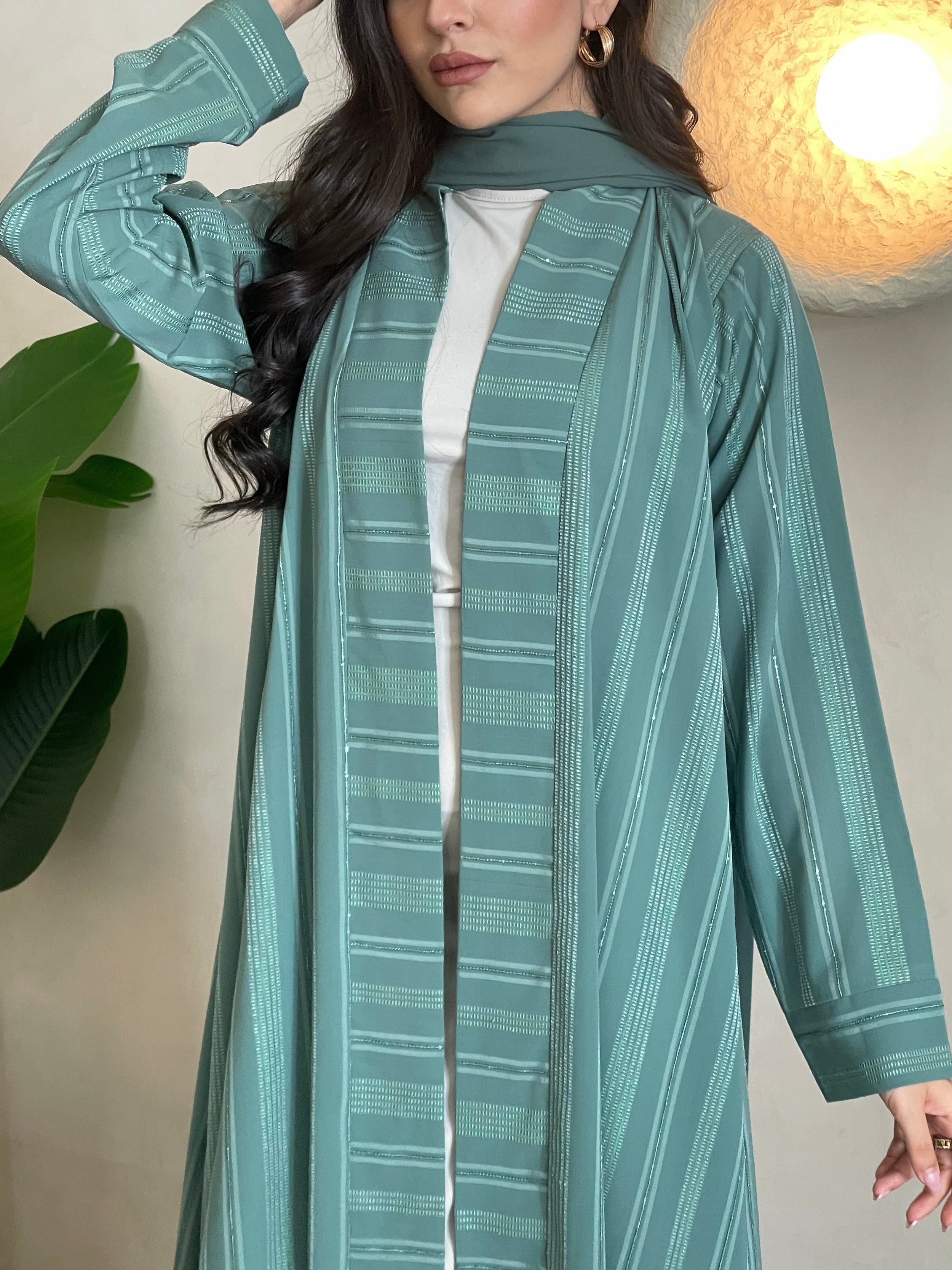 S380 - Green linen summer abaya
