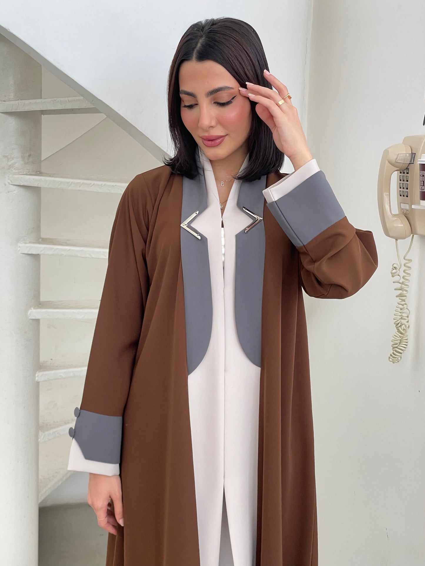 S370 Formal brown abaya