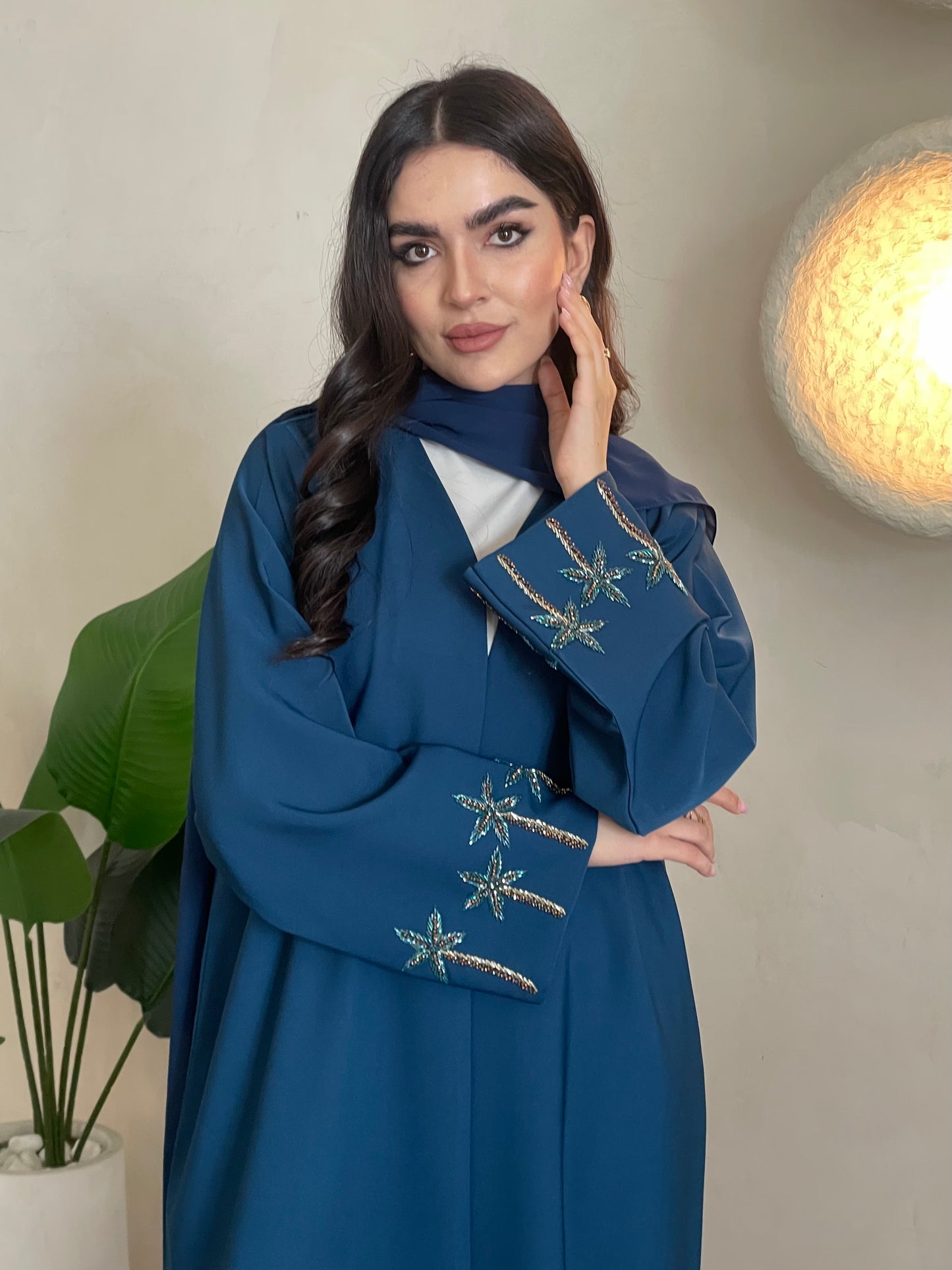 S375 - Navy blue crepe abaya