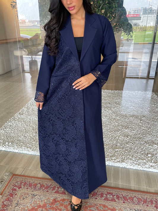 S414 - Blazer style navy abaya