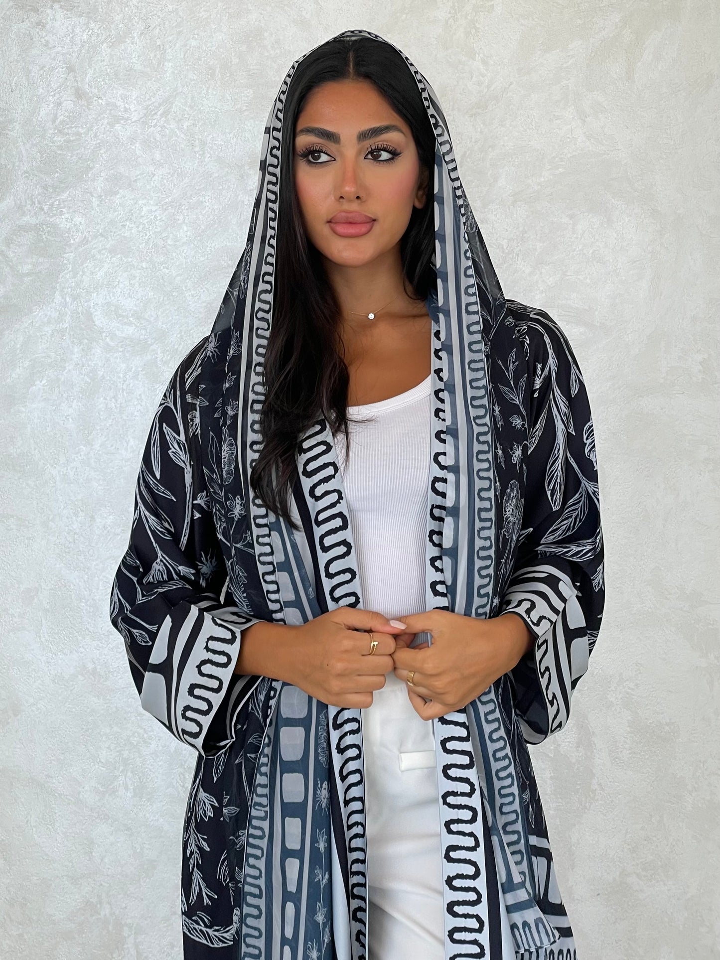 S420 - black printed kaloosh abaya