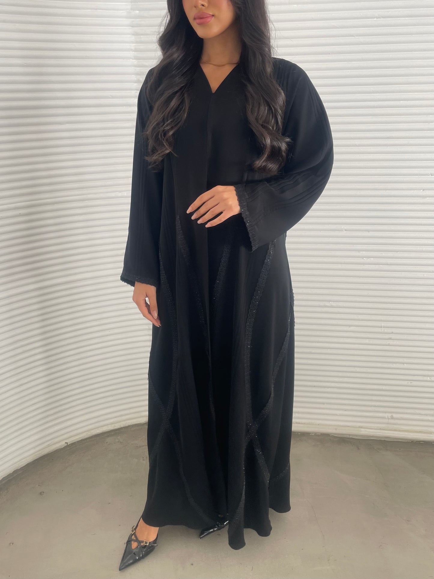 S351 - black abaya with crystals