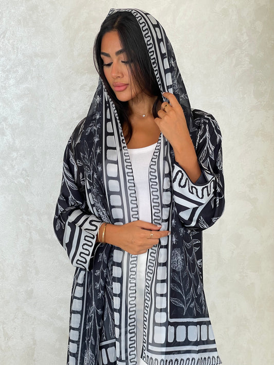 S420 - black printed kaloosh abaya