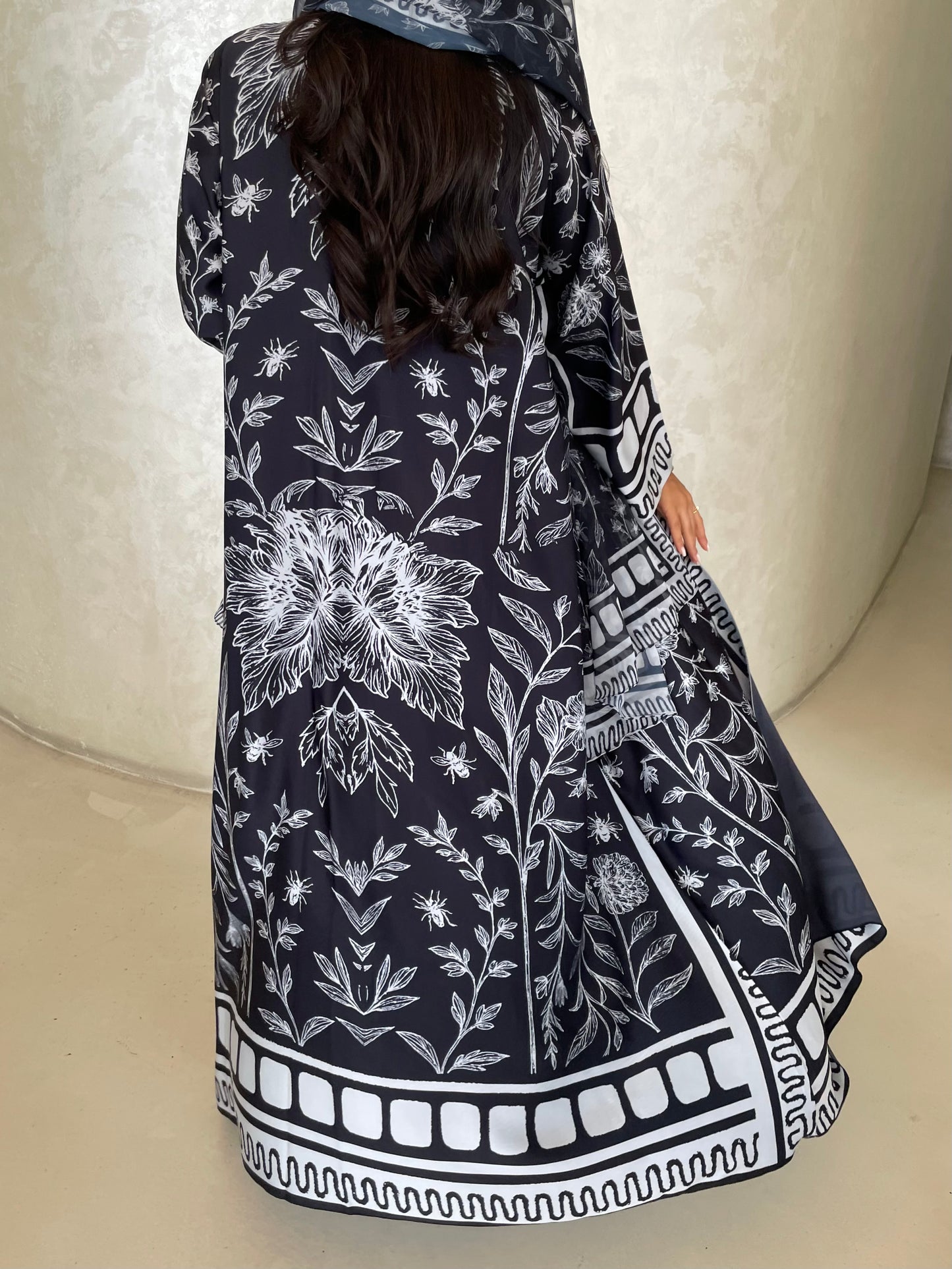 S420 - black printed kaloosh abaya