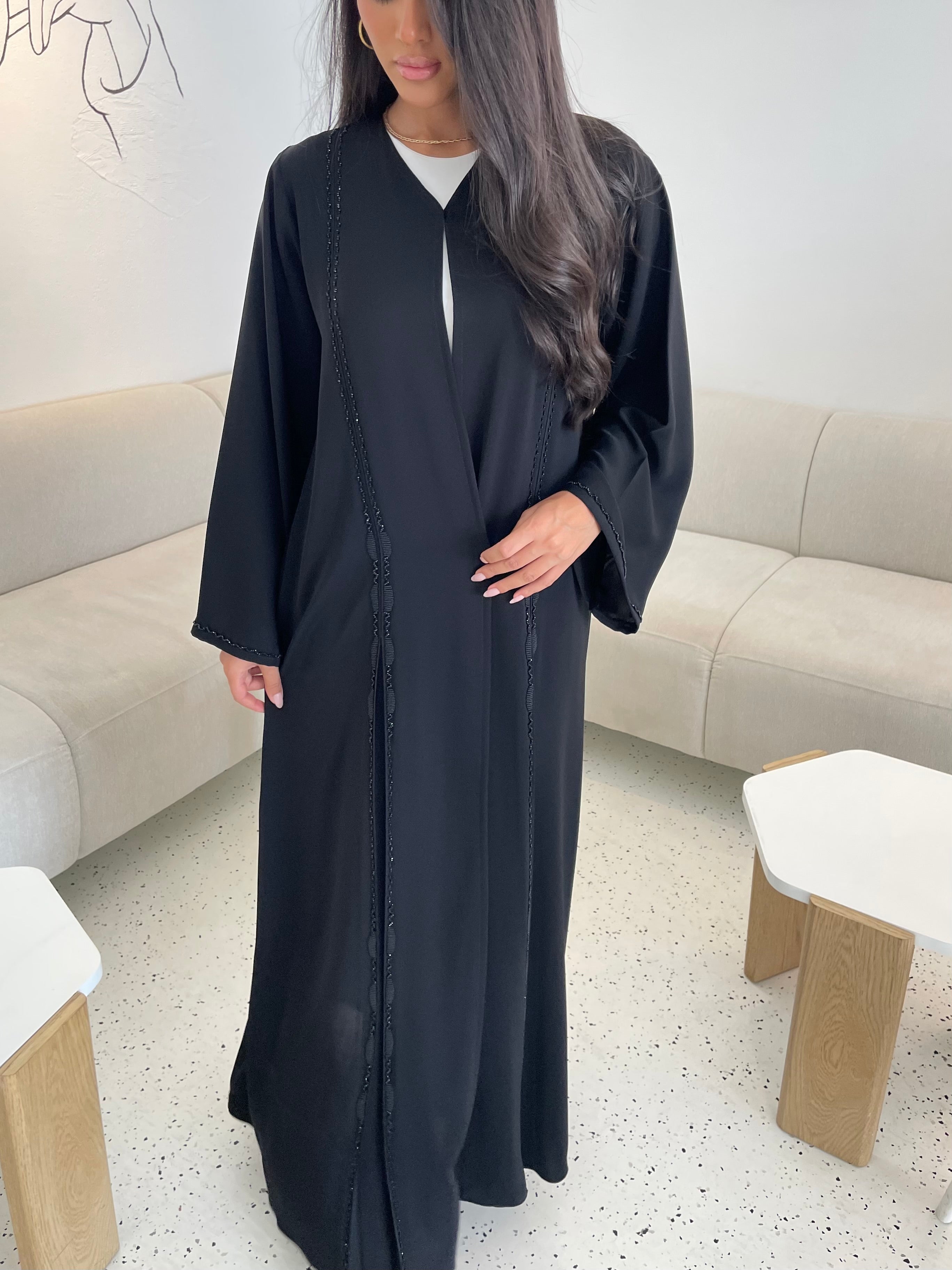S261 A-line black abaya