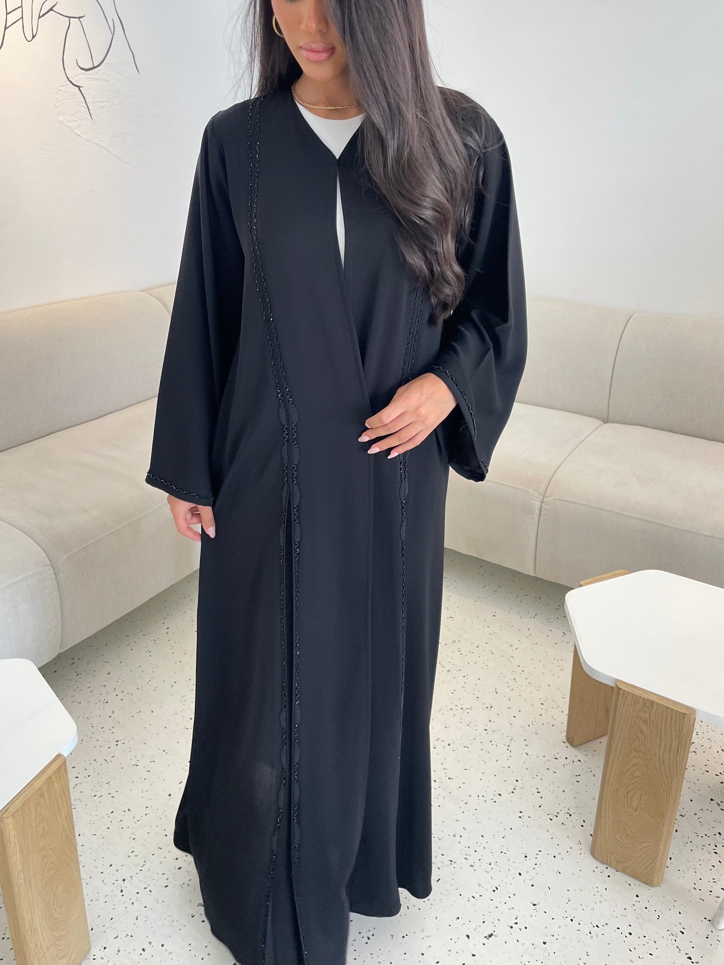 S261 A-line black abaya