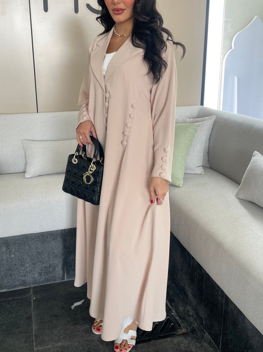 S242 - Formal beige abaya in nada fabric