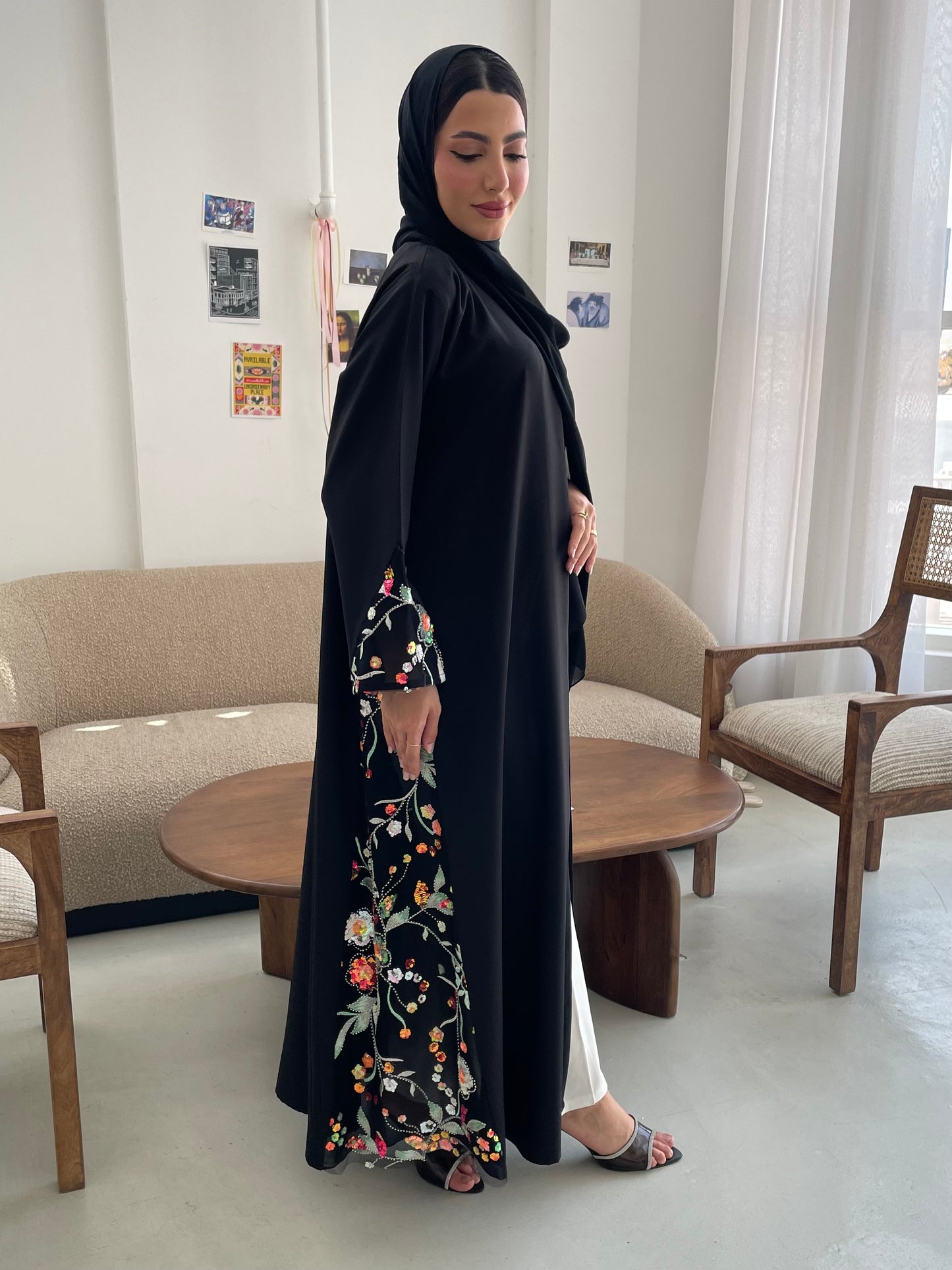 S361 - Black nada abaya with black toor