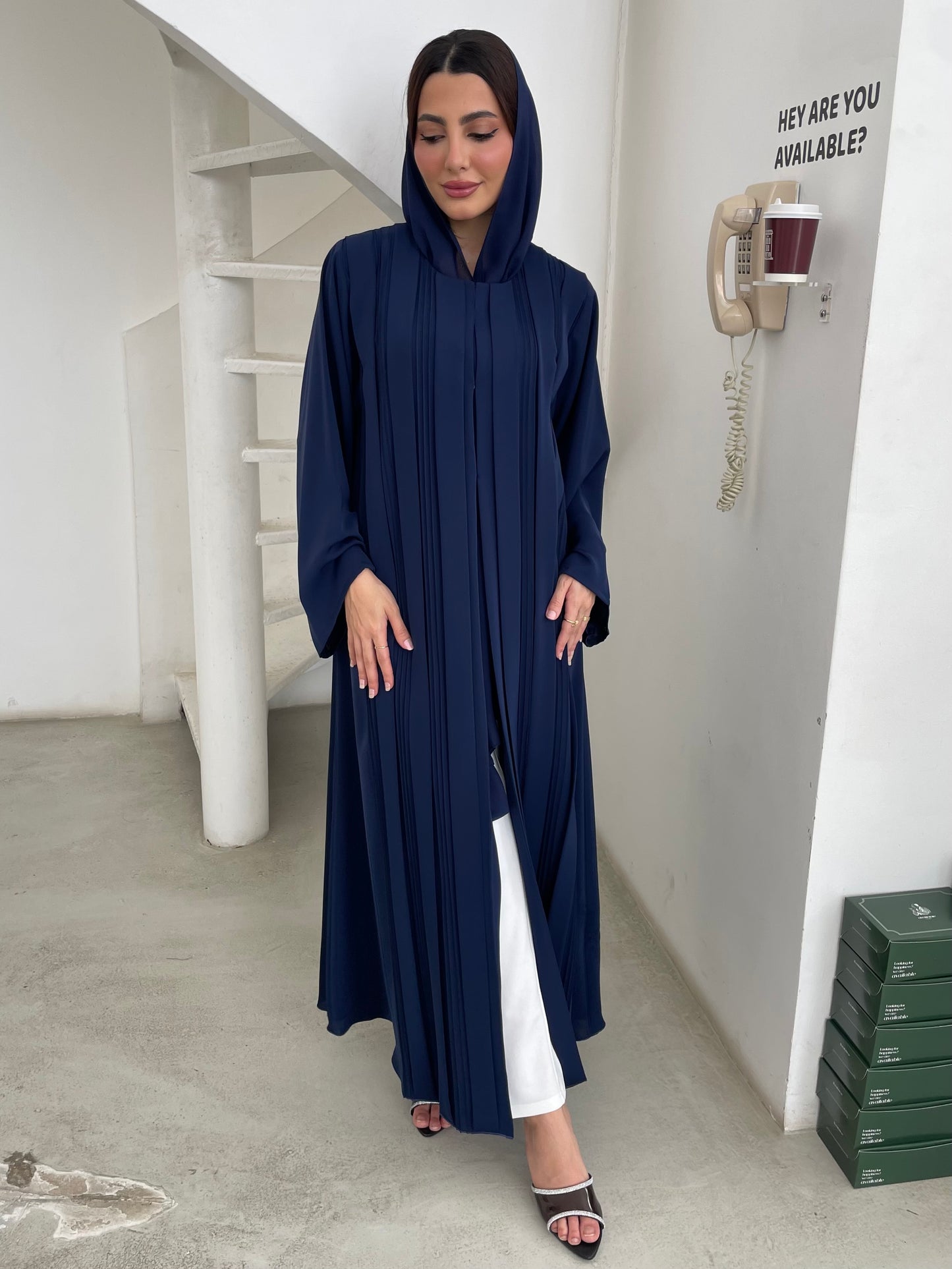 S354 - Navy blue A shape abaya with headscarf.