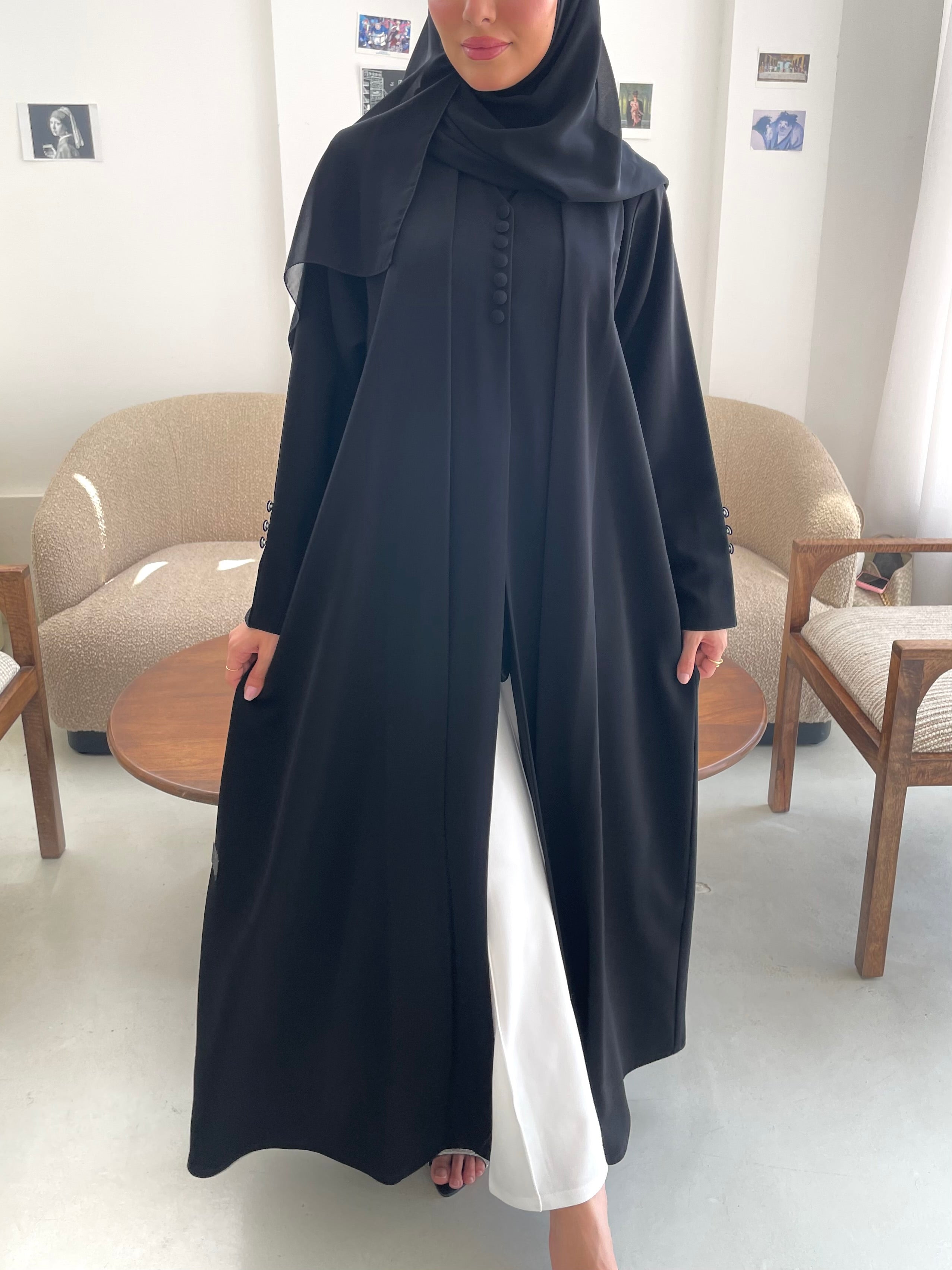 S356 - Black formal abaya & headscarf.