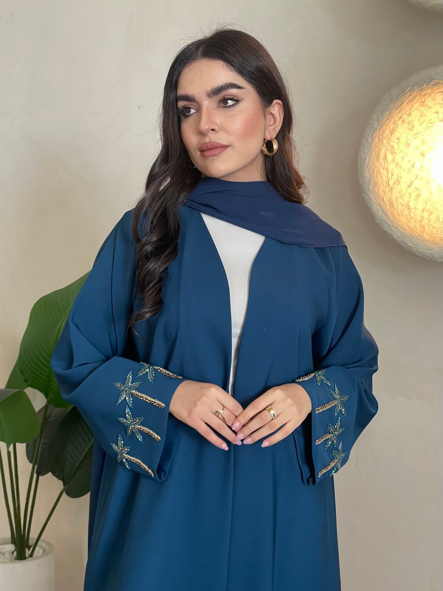 S375 - Navy blue crepe abaya