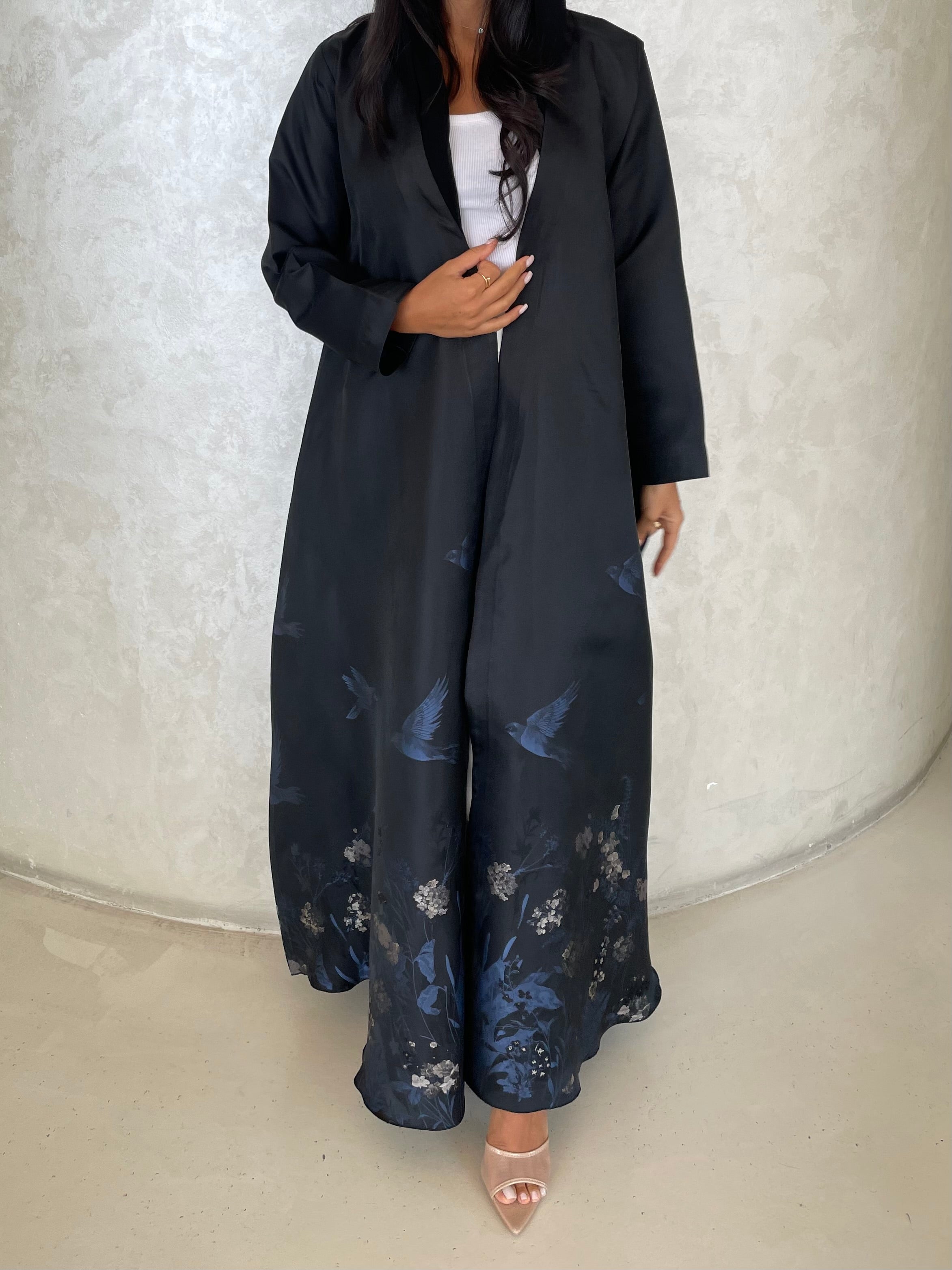 S421 - black printed kaloosh abaya