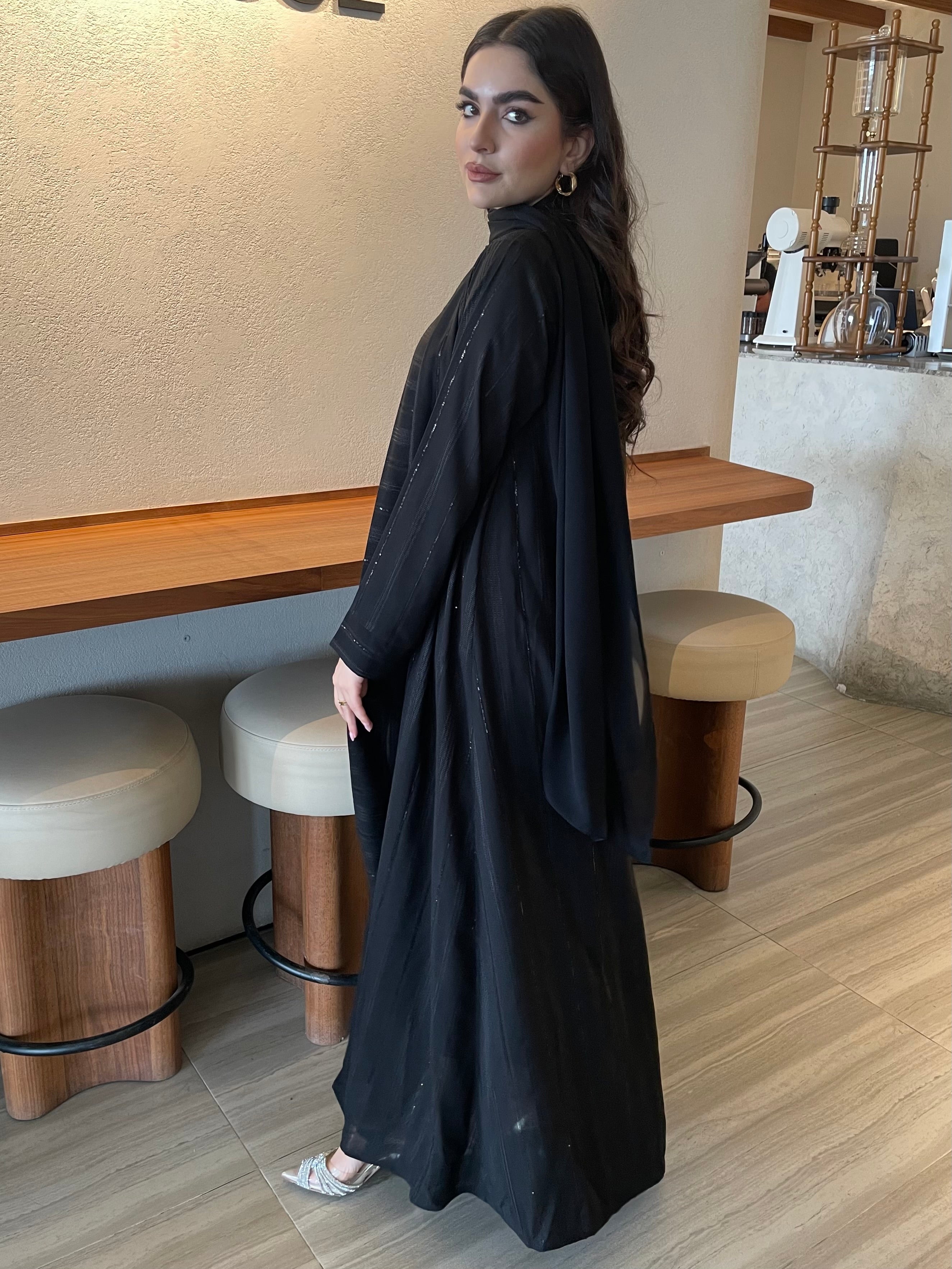 S378 - Black linen summer abaya