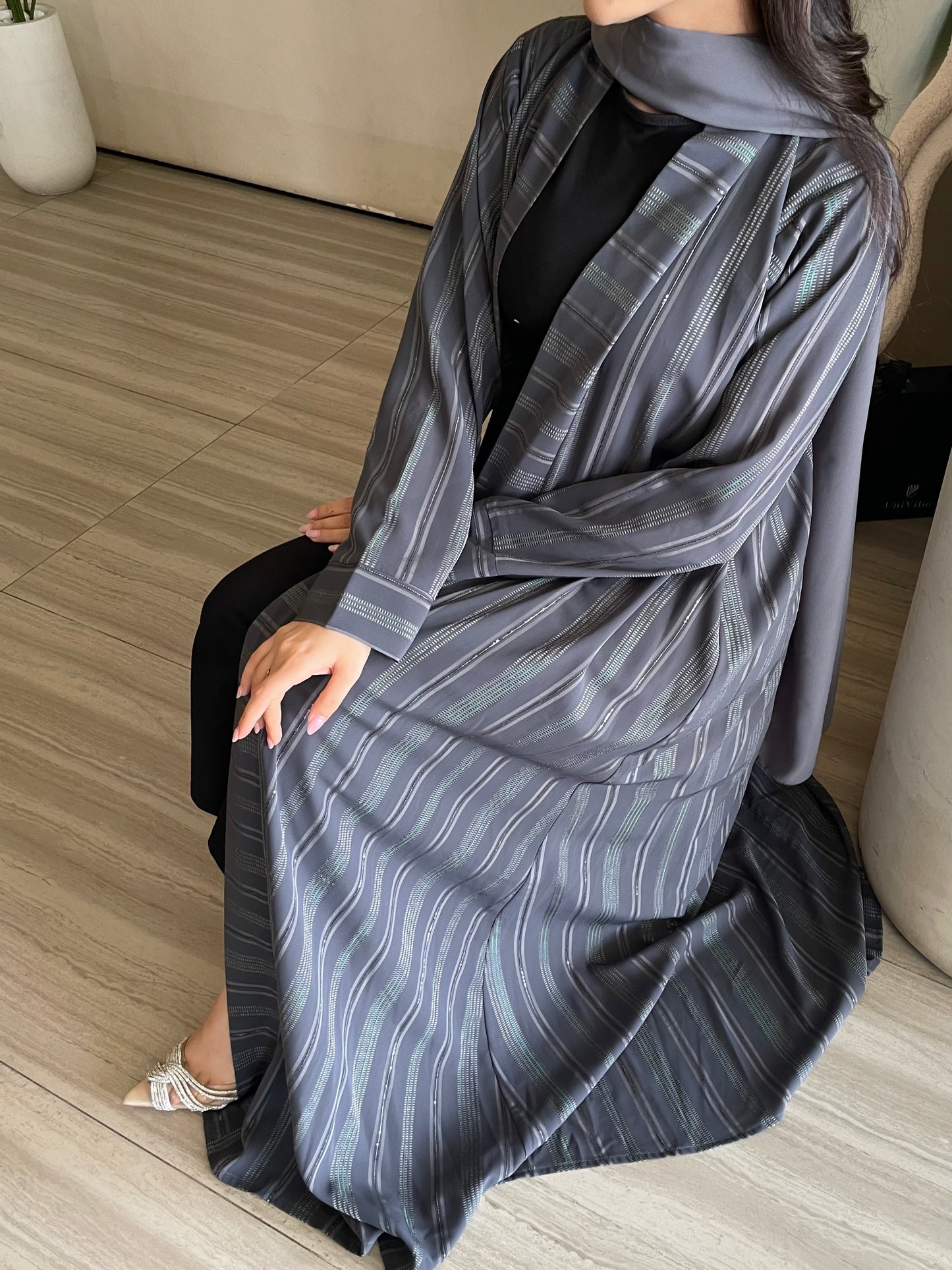 S379 - Gray linen summer abaya