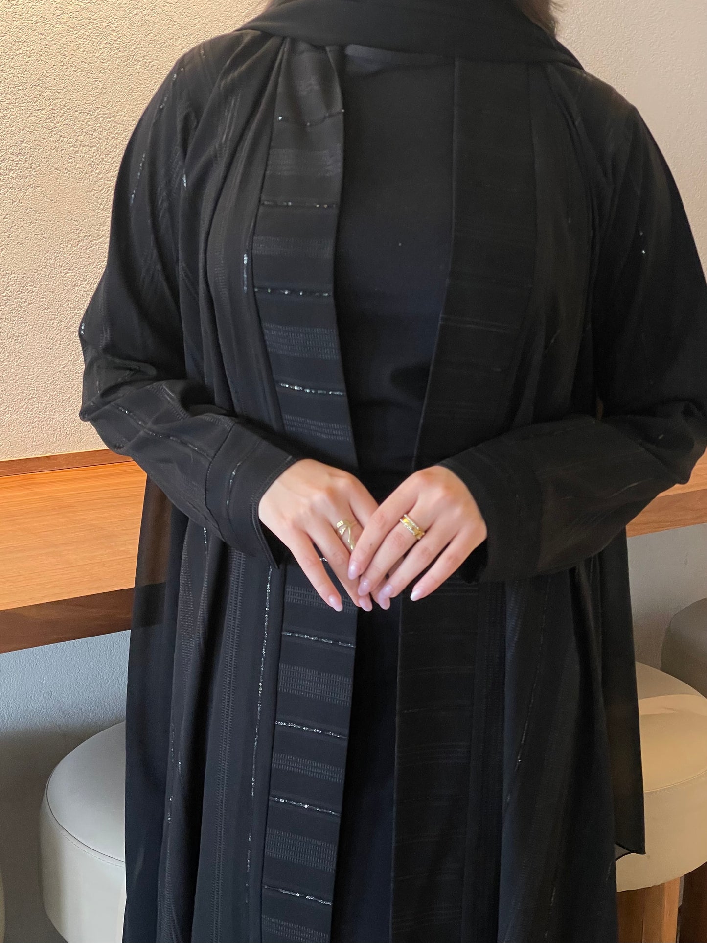S378 - Black linen summer abaya