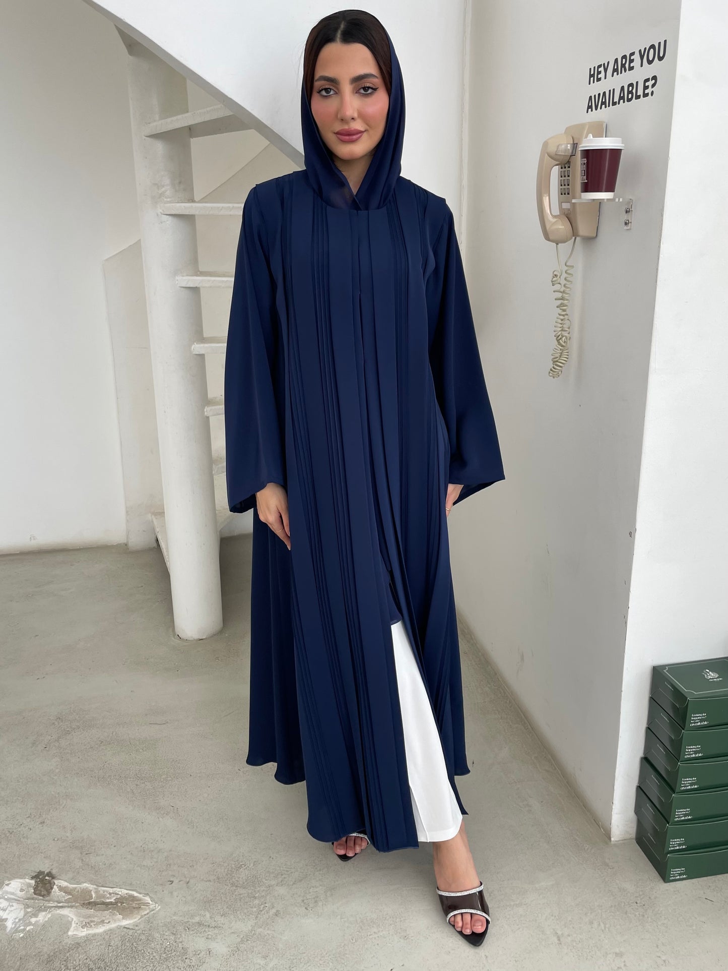 S354 - Navy blue A shape abaya with headscarf.