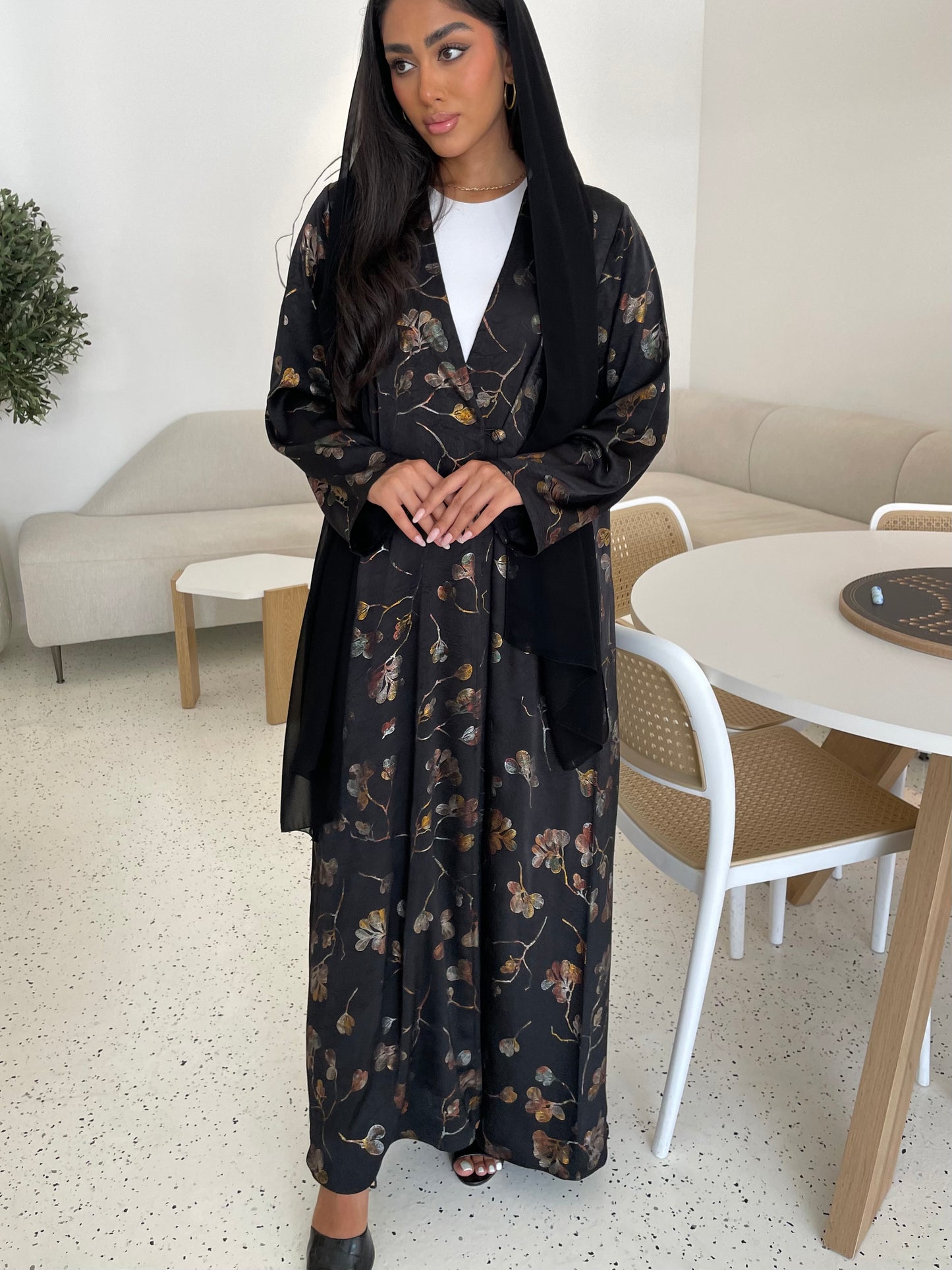 S249 - golden floral abaya