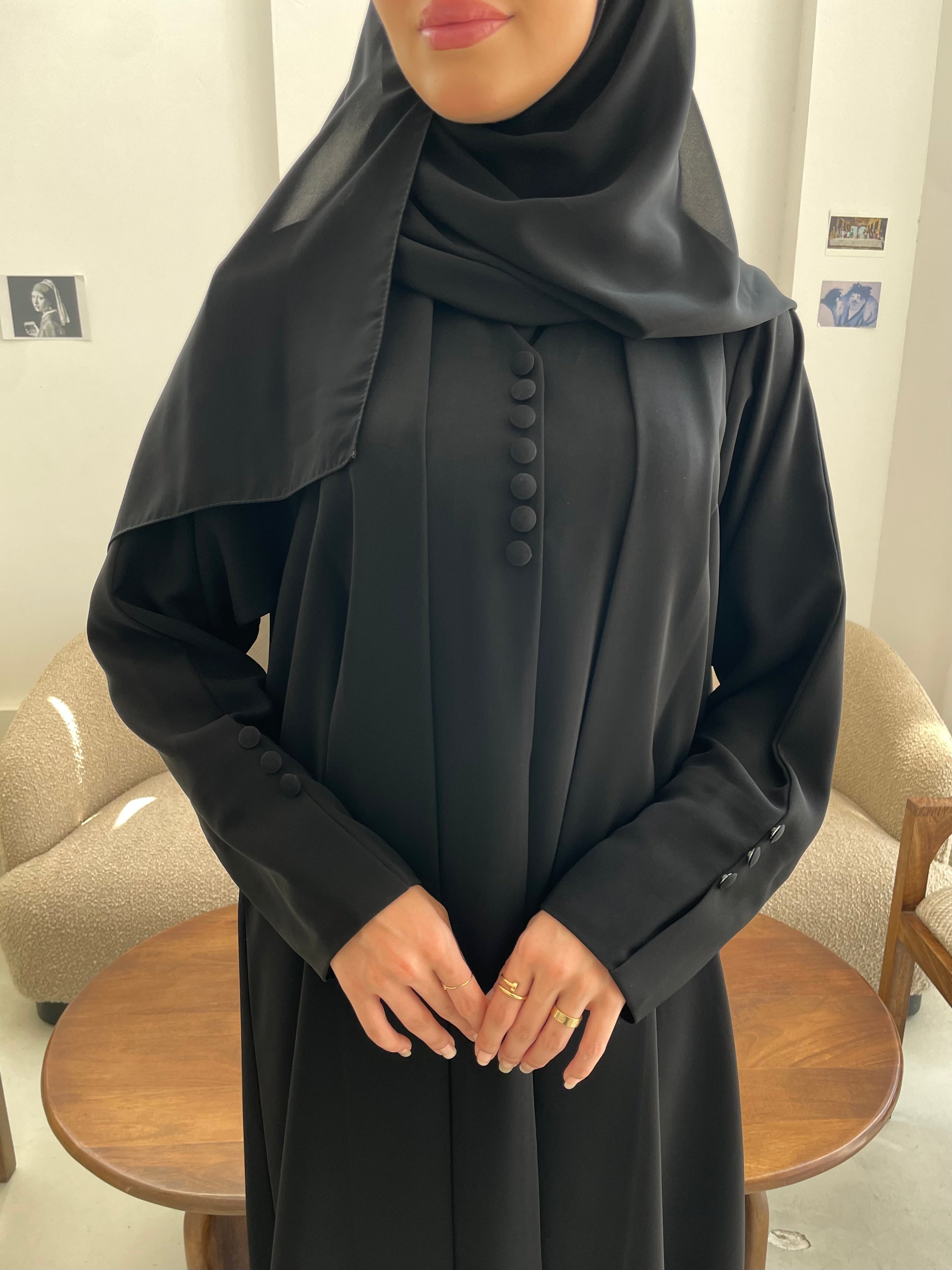 S356 - Black formal abaya & headscarf.