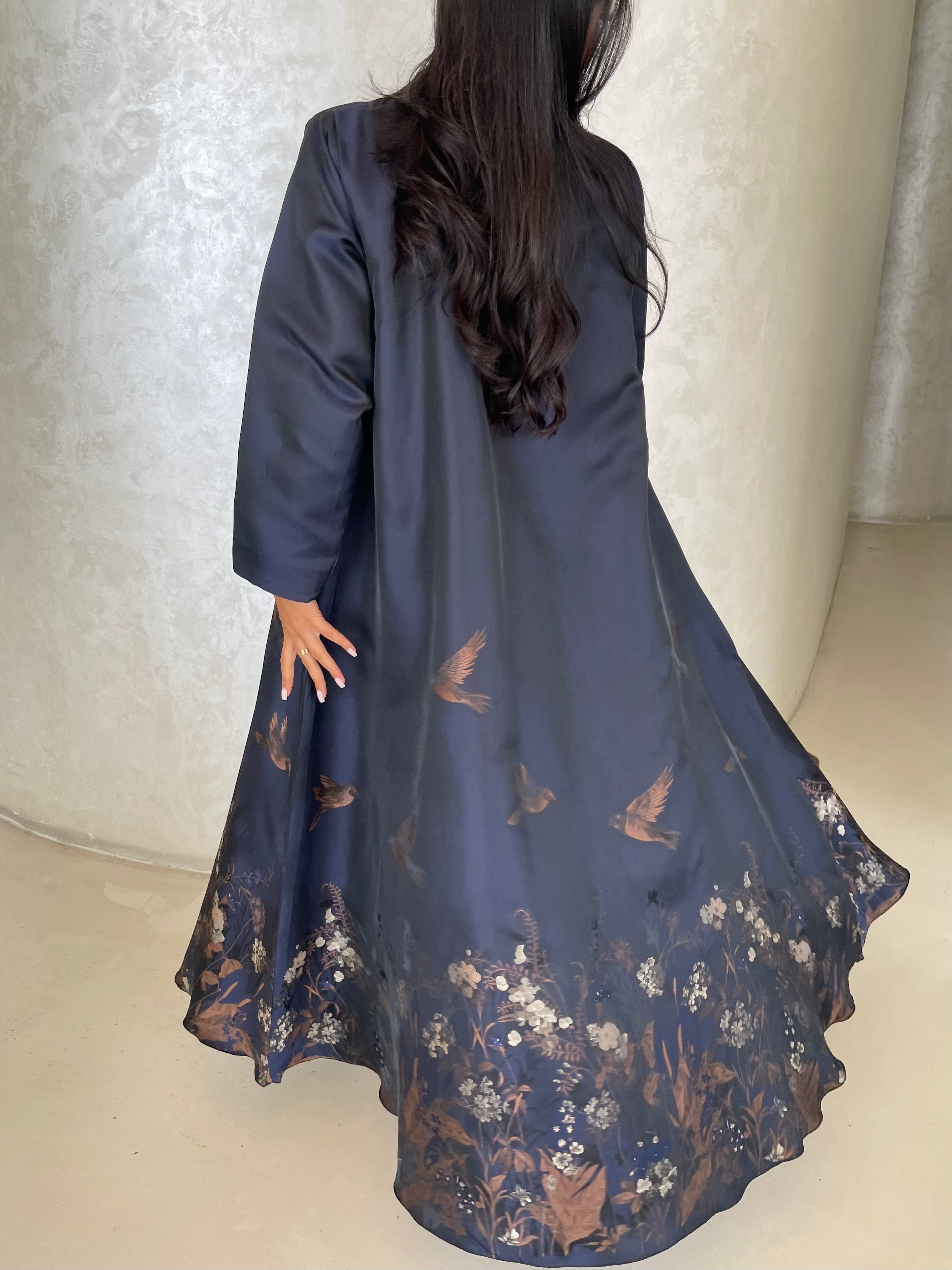 S423- black printed kaloosh abaya