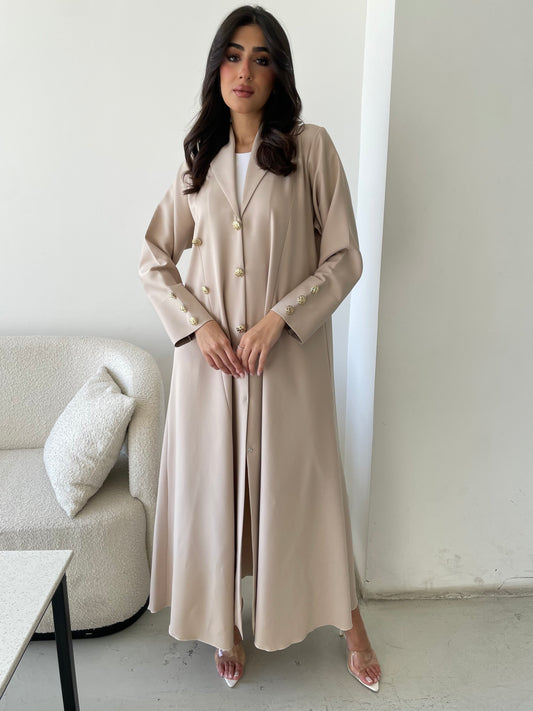 S134 - Formal beige abaya in light crepe