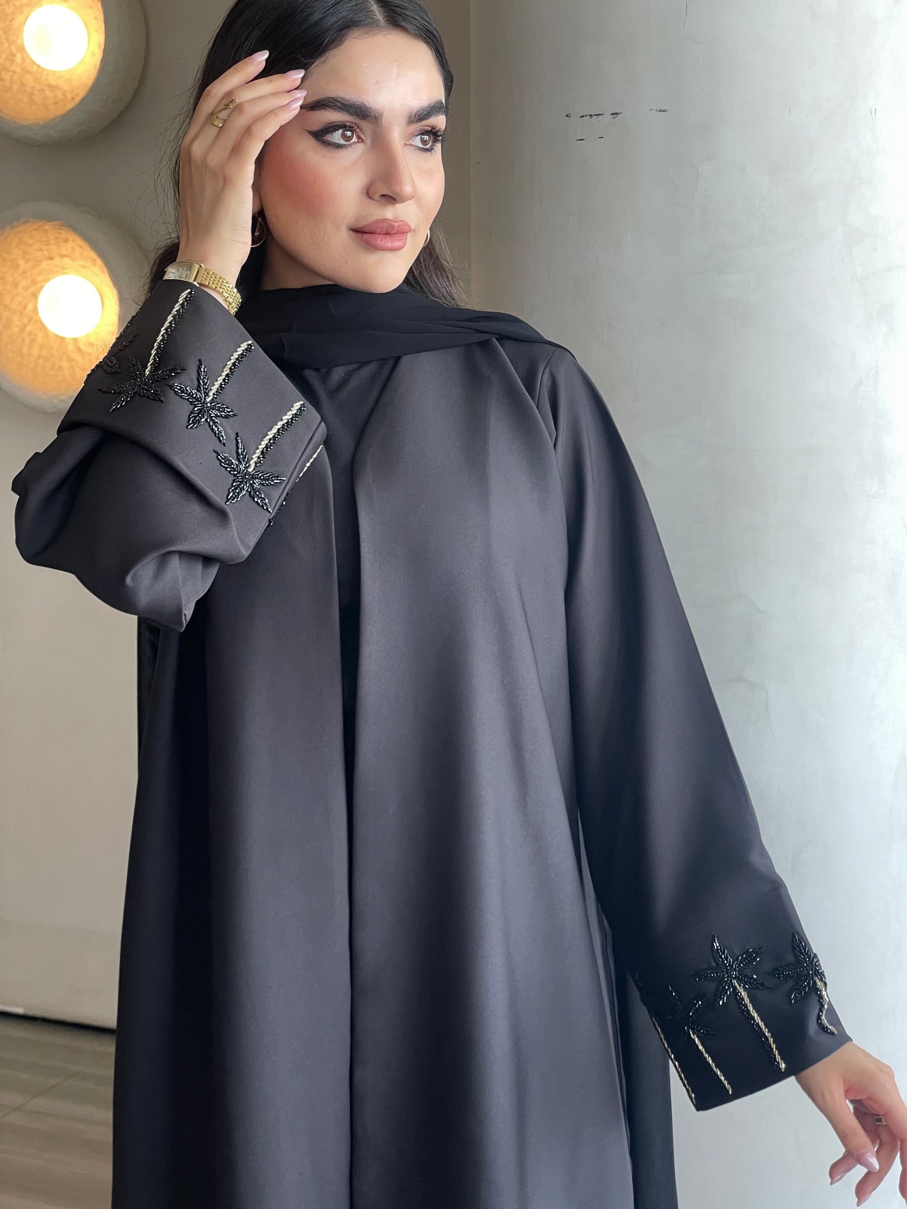 S373 - black crepe abaya