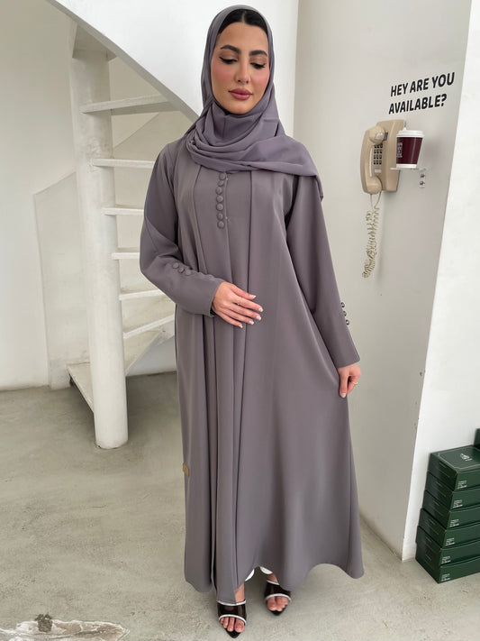 S357 - Grey formal abaya & headscarf.