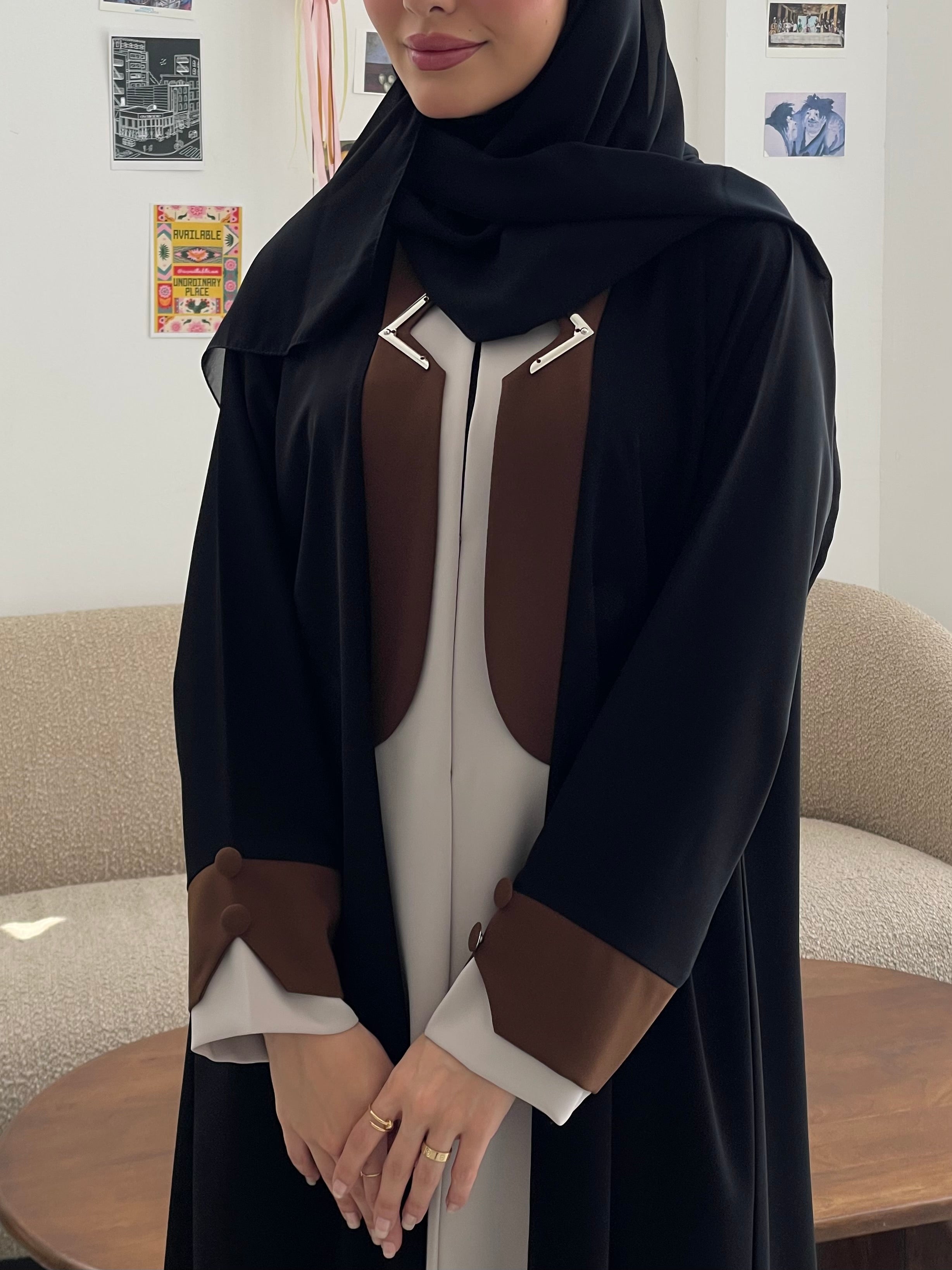 S369 Formal black abaya