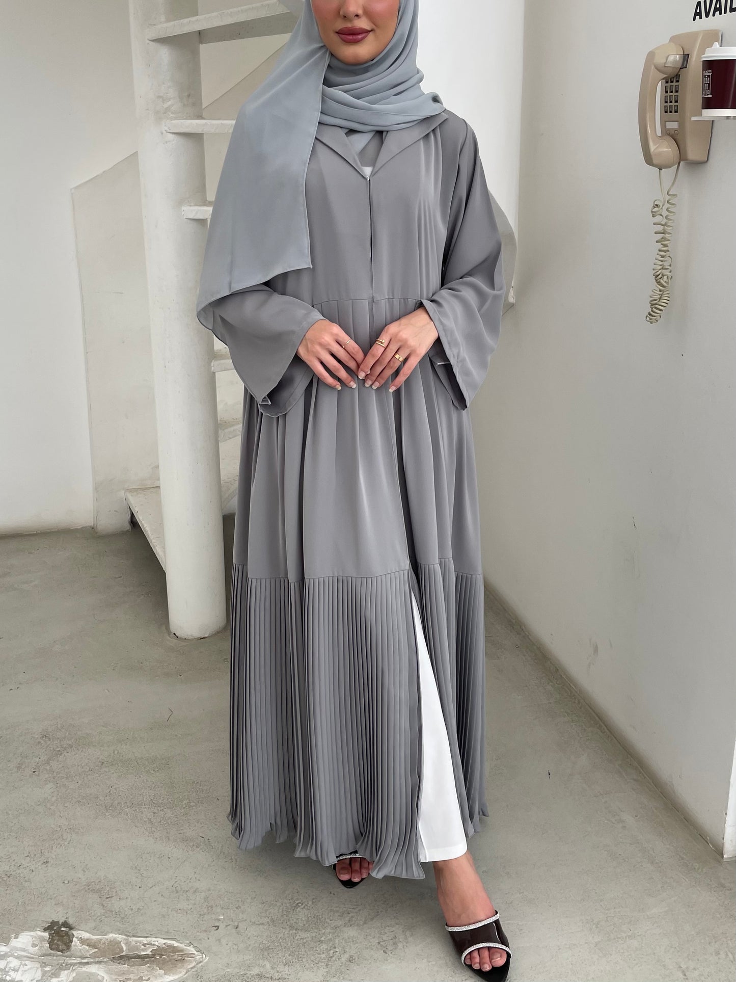 S365 - Grey nada pleated abaya