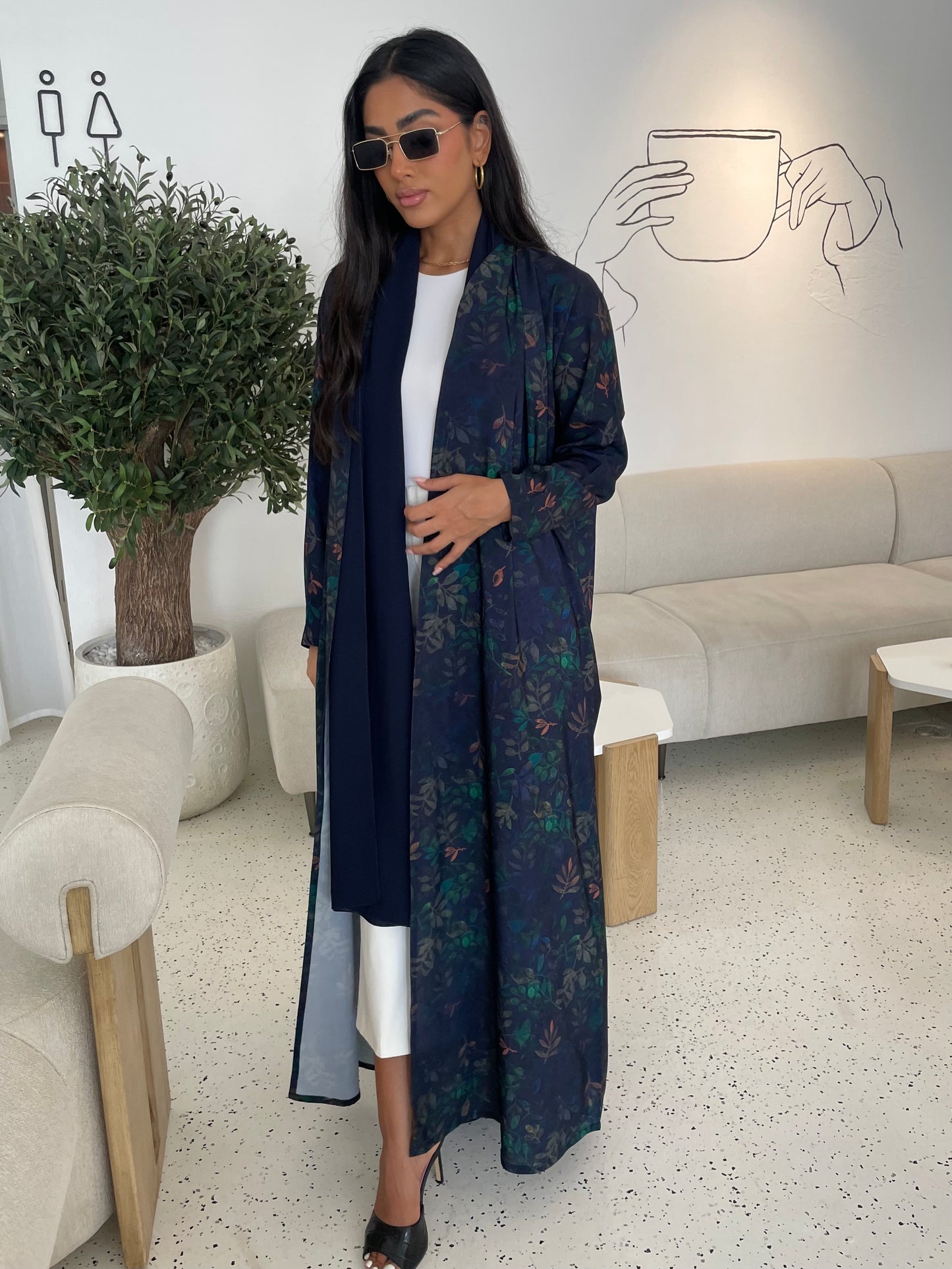 S260 - Light crepe floral abaya