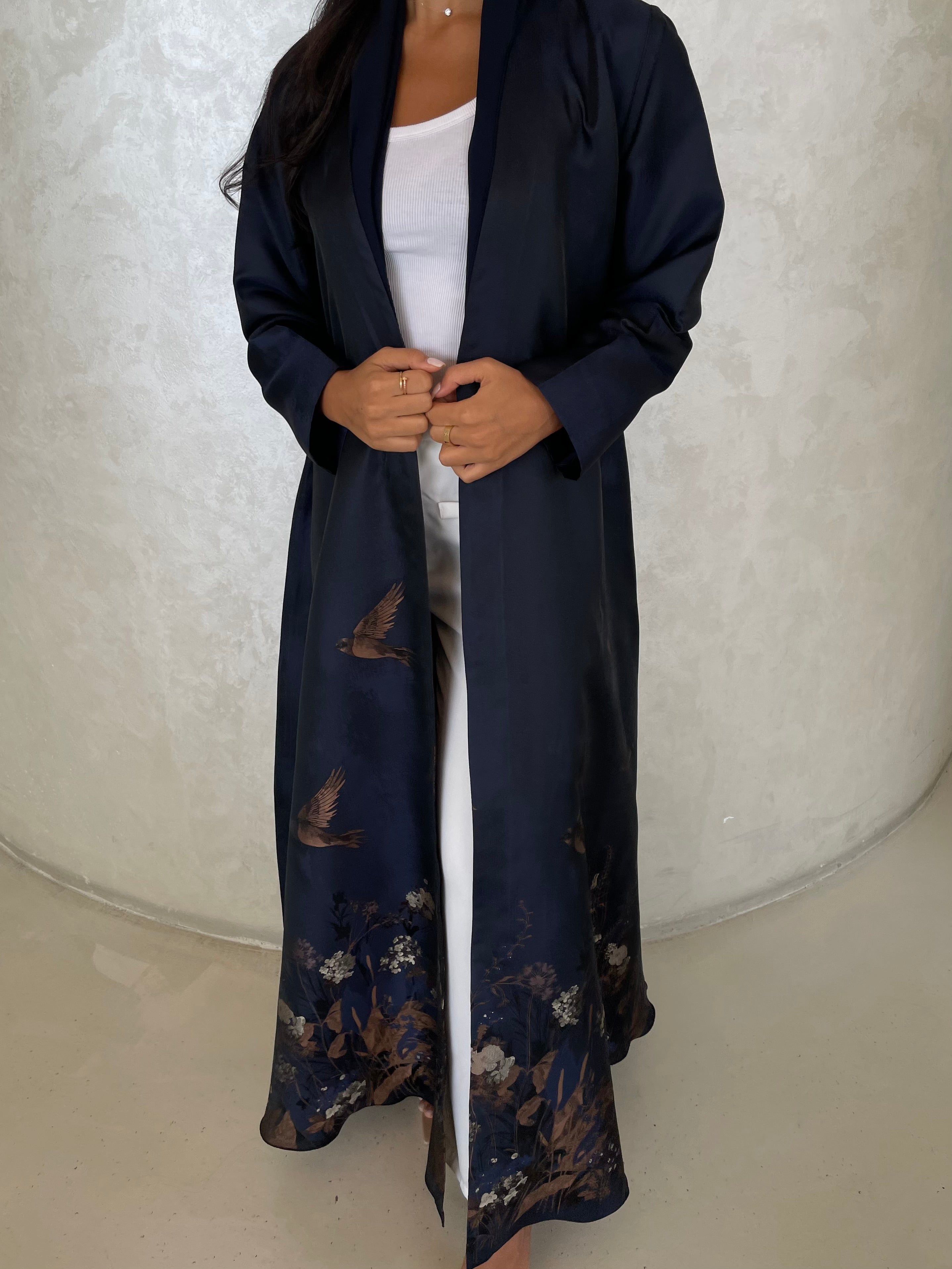 S423- black printed kaloosh abaya