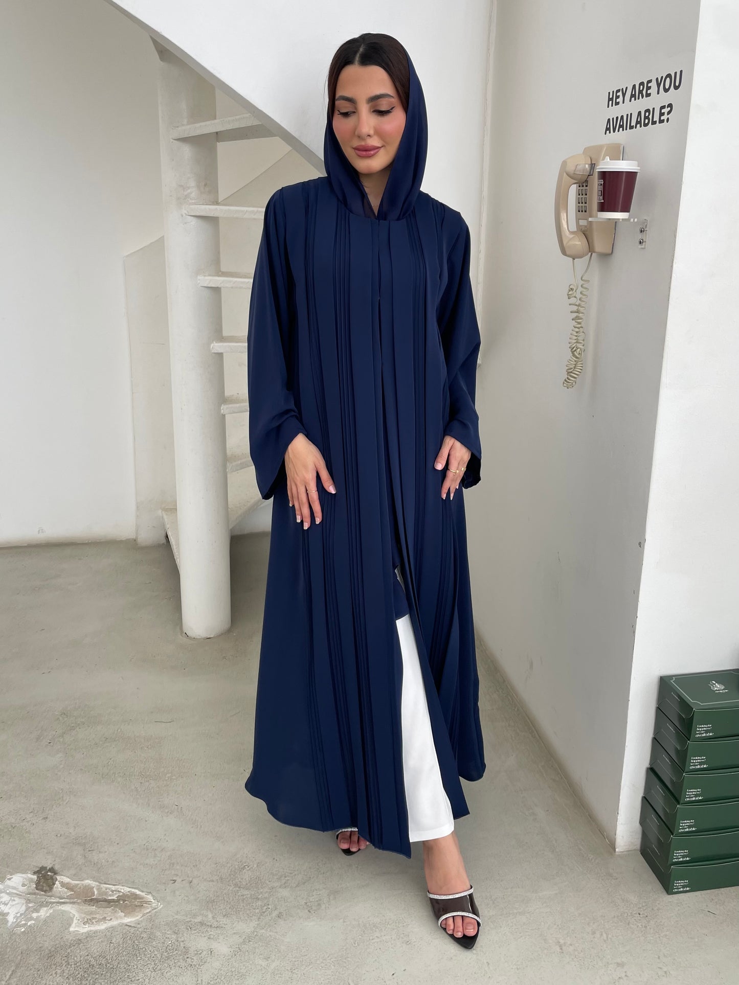S354 - Navy blue A shape abaya with headscarf.
