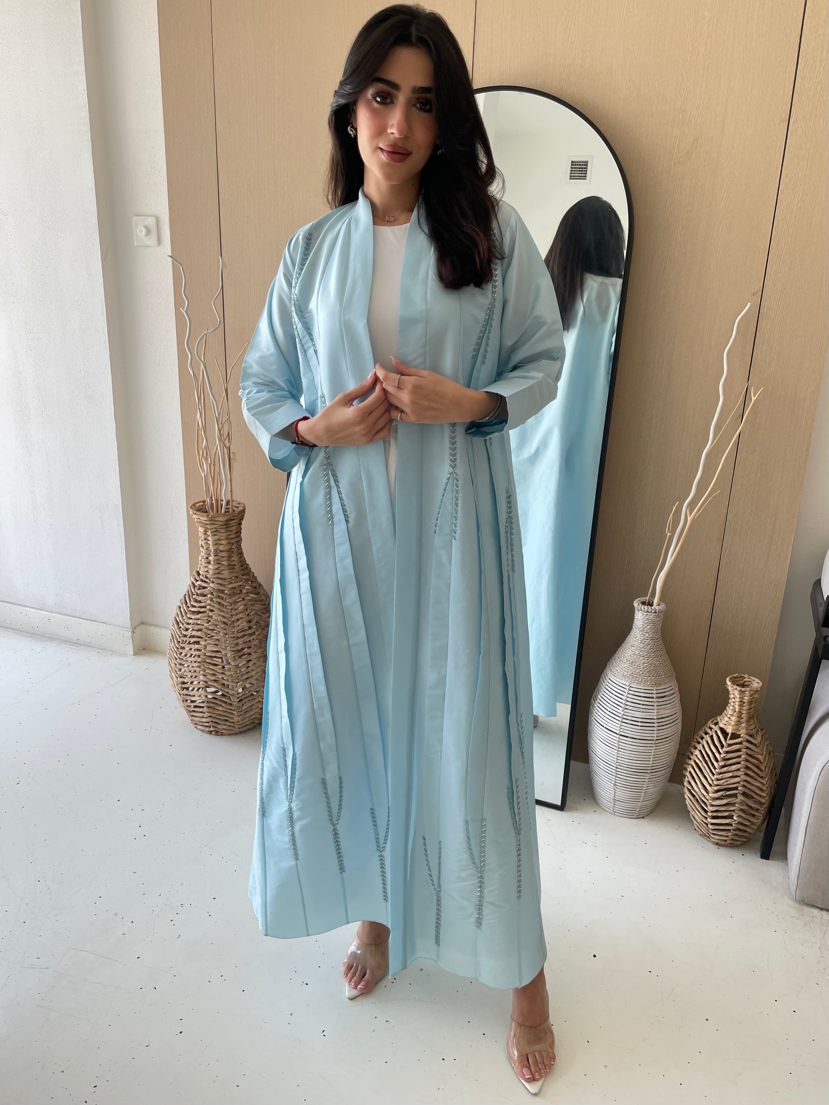 S168 - straight cut baby blue with crystals