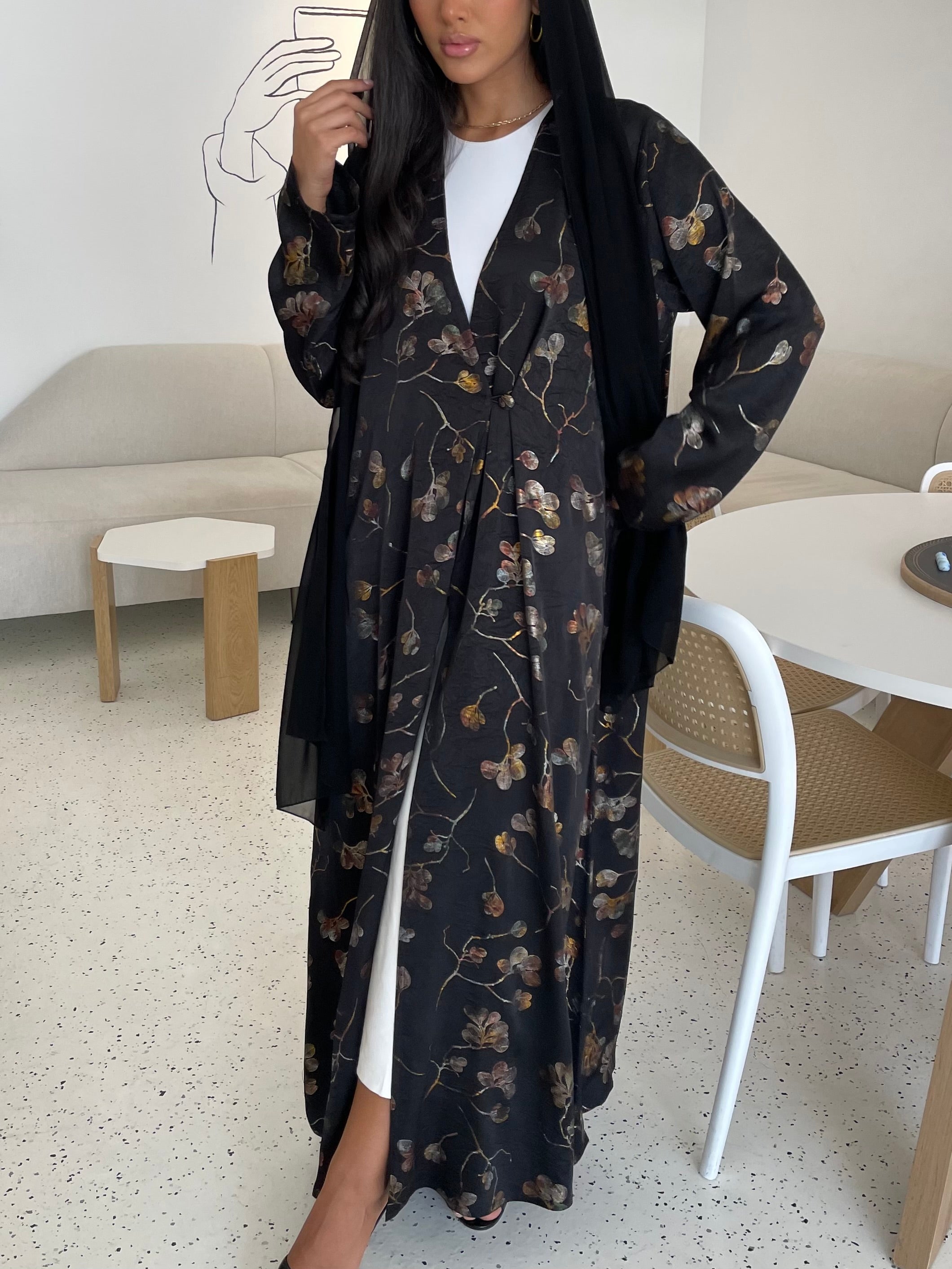 S249 - golden floral abaya