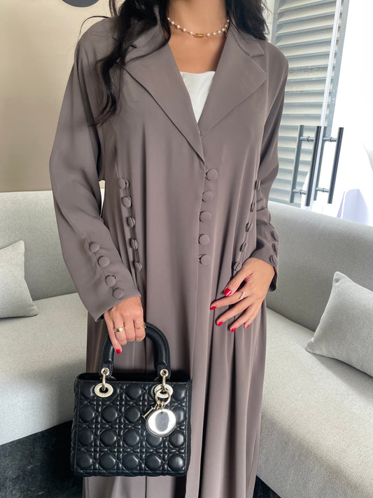 S243 - A shape blazer brown abaya
