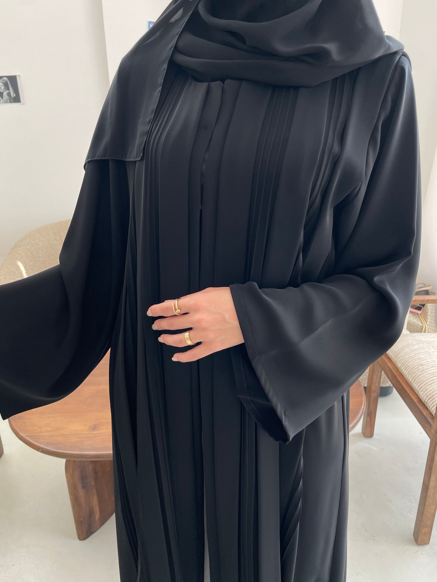 S353 - black A shape abaya with headscarf.