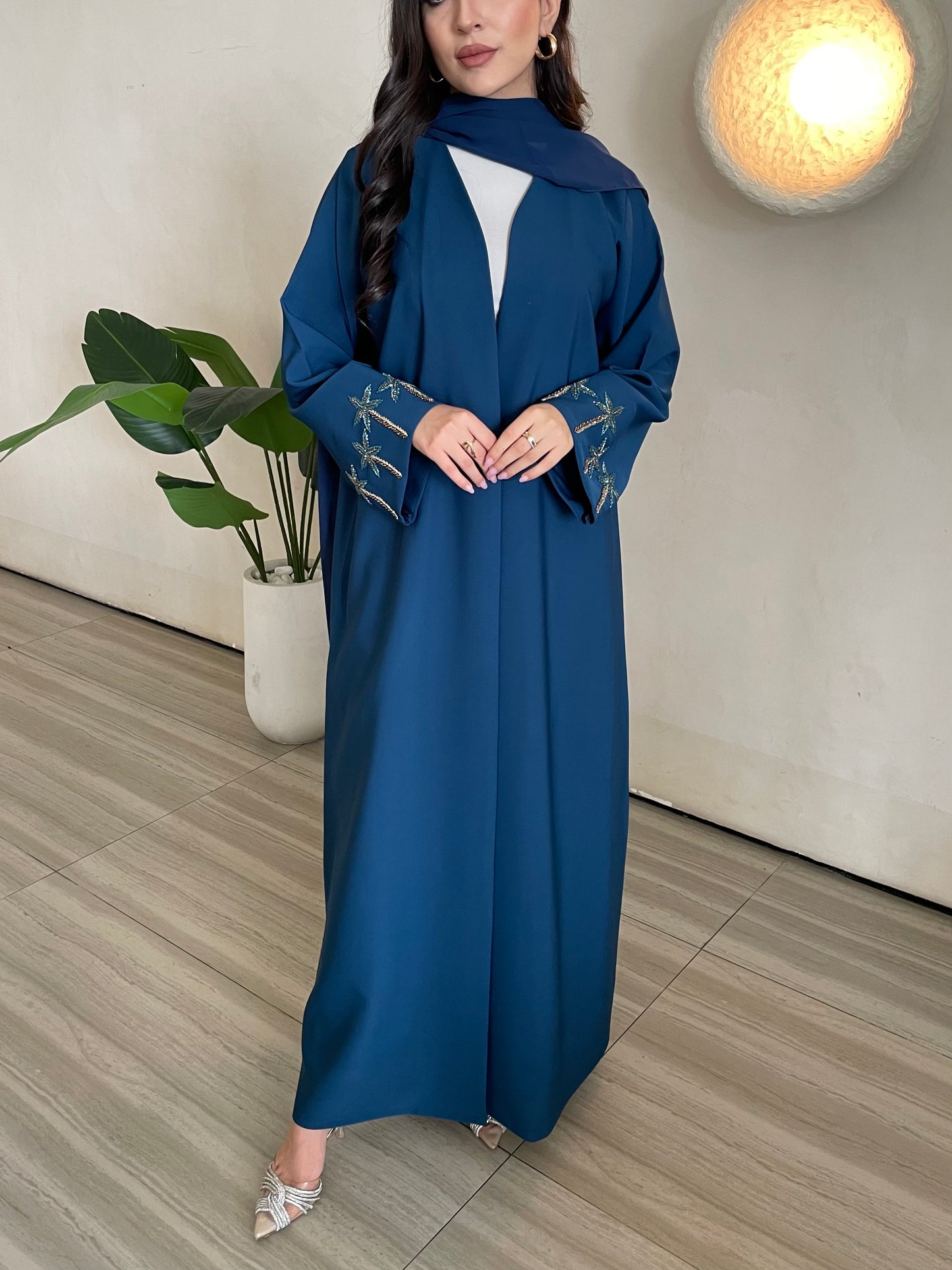 S375 - Navy blue crepe abaya